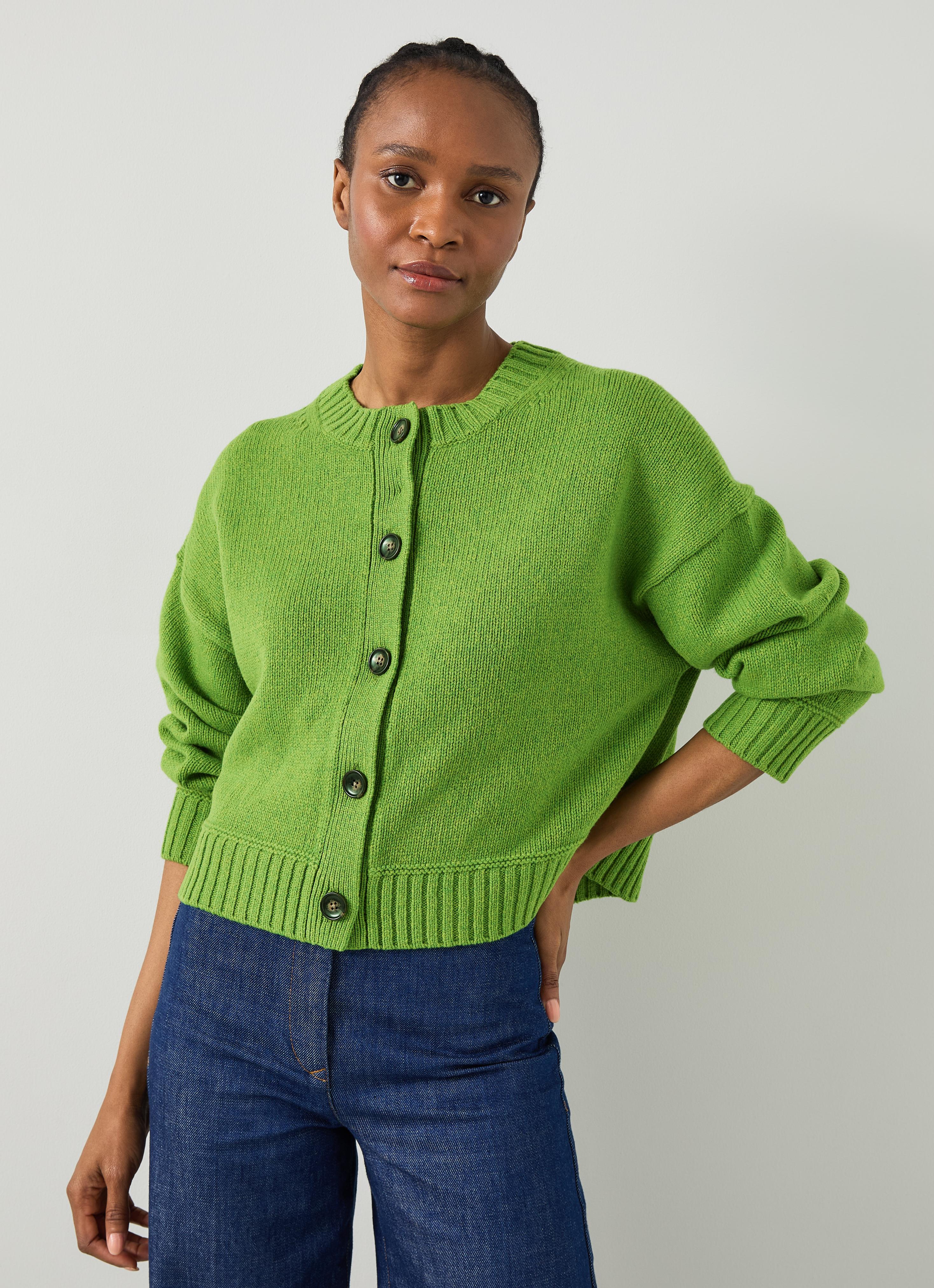 Phase Eight Short Chunky Knit Cardigan Green Cardigan Chunky Knit - Main Image