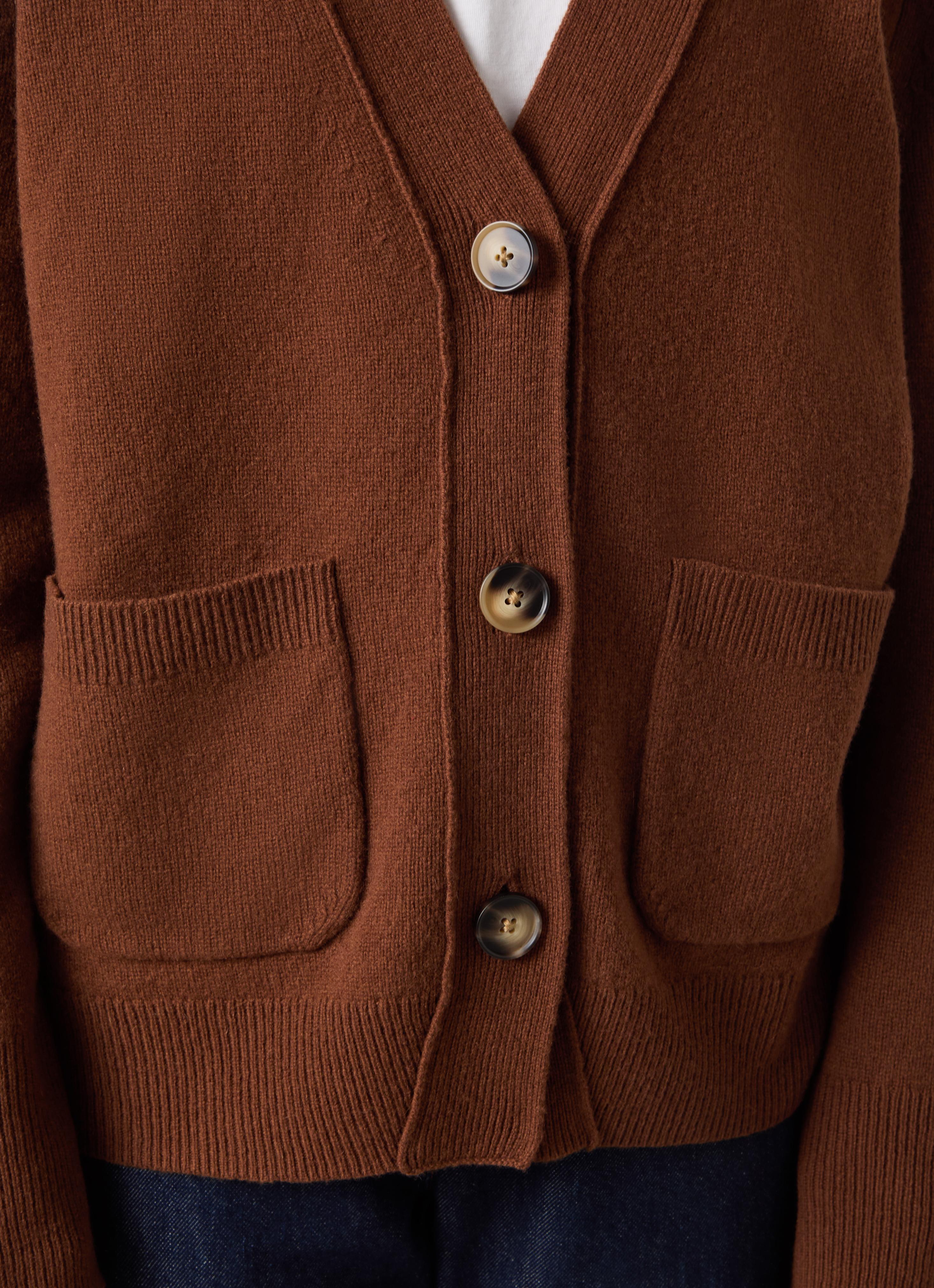 Carine Chocolate Wool Cardigan | Clothing | Sale | Collections