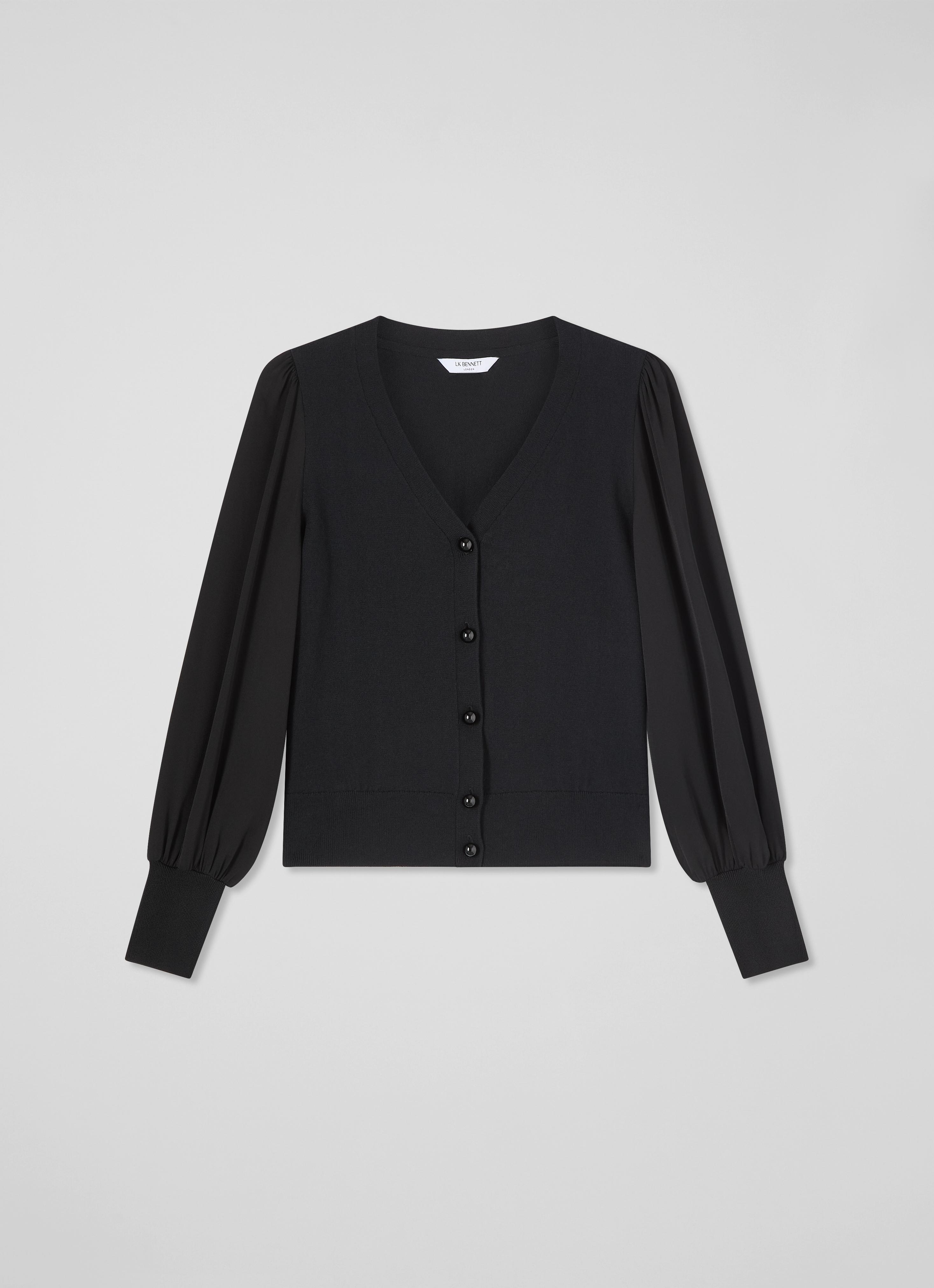 Lucian Black Mixed Media Knit Cardigan | Clothing | Sale