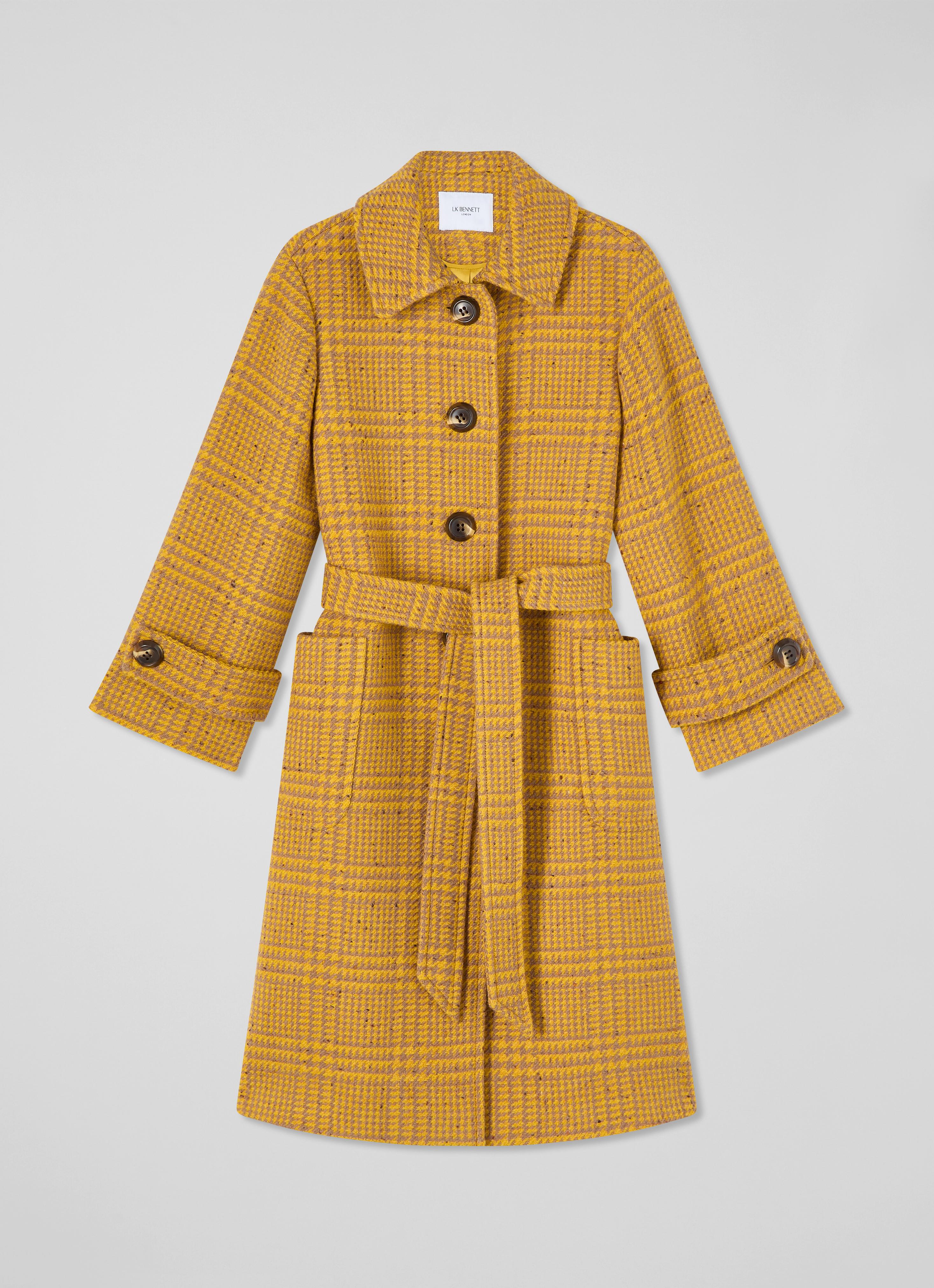 Blythe Mustard Camel Statement Check Coat Wool Coats Coats