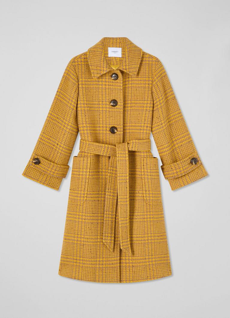 Blythe Mustard Camel Statement Check Coat Coats Jackets Clothing Collections L.K.Bennett London