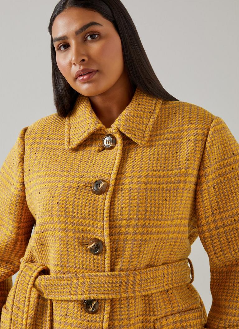 Blythe Mustard Camel Statement Check Coat Coats Jackets Clothing Collections L.K.Bennett London