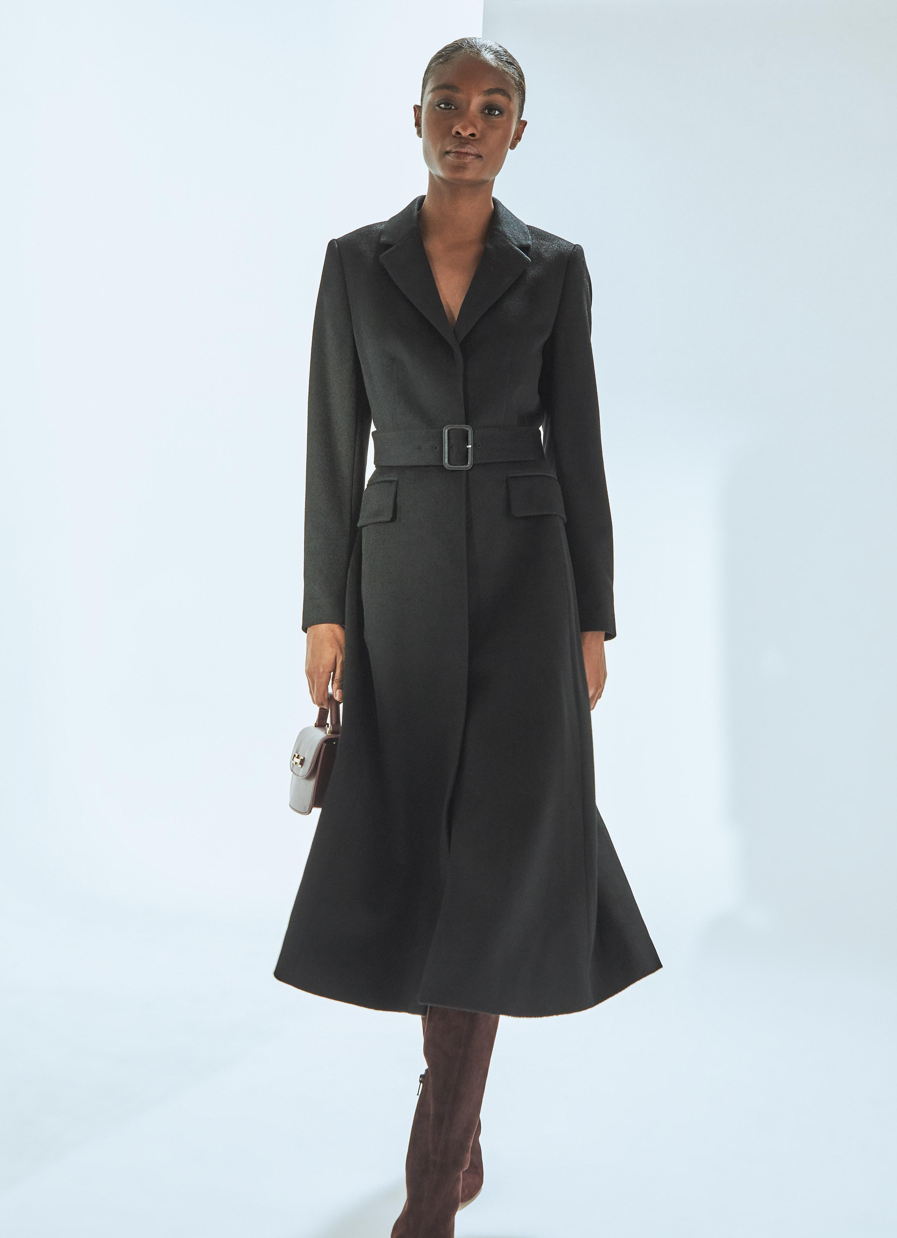 Christie Black Belted Wool Coat | Coats & Jackets | Clothing 