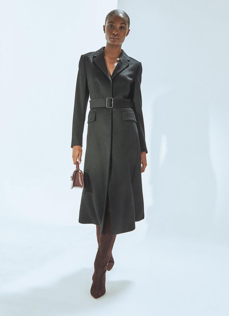 Christie Black Belted Wool Coat Clothing New Arrivals Collections L.K.Bennett London