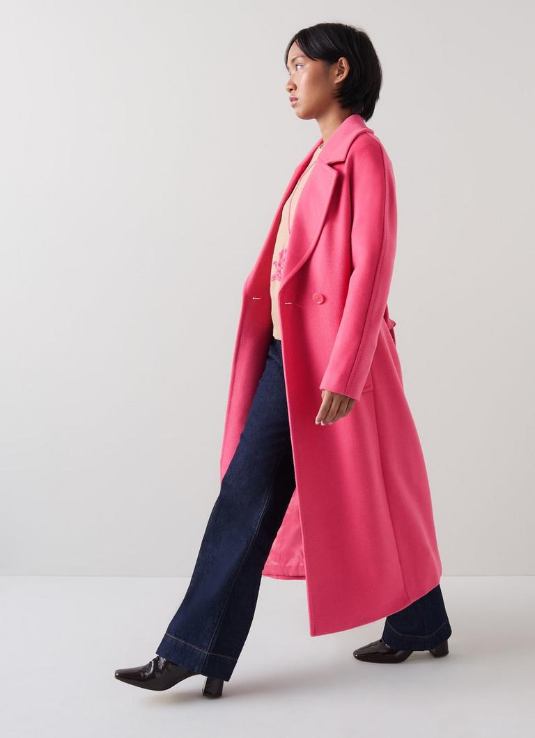Pink wool coat petite hot sale
