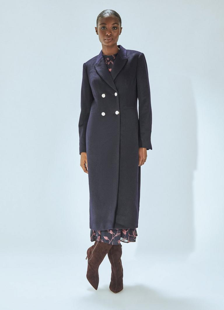 Dark blue wool coat clearance