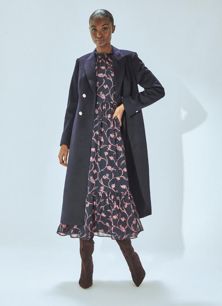 Navy wool coat sales