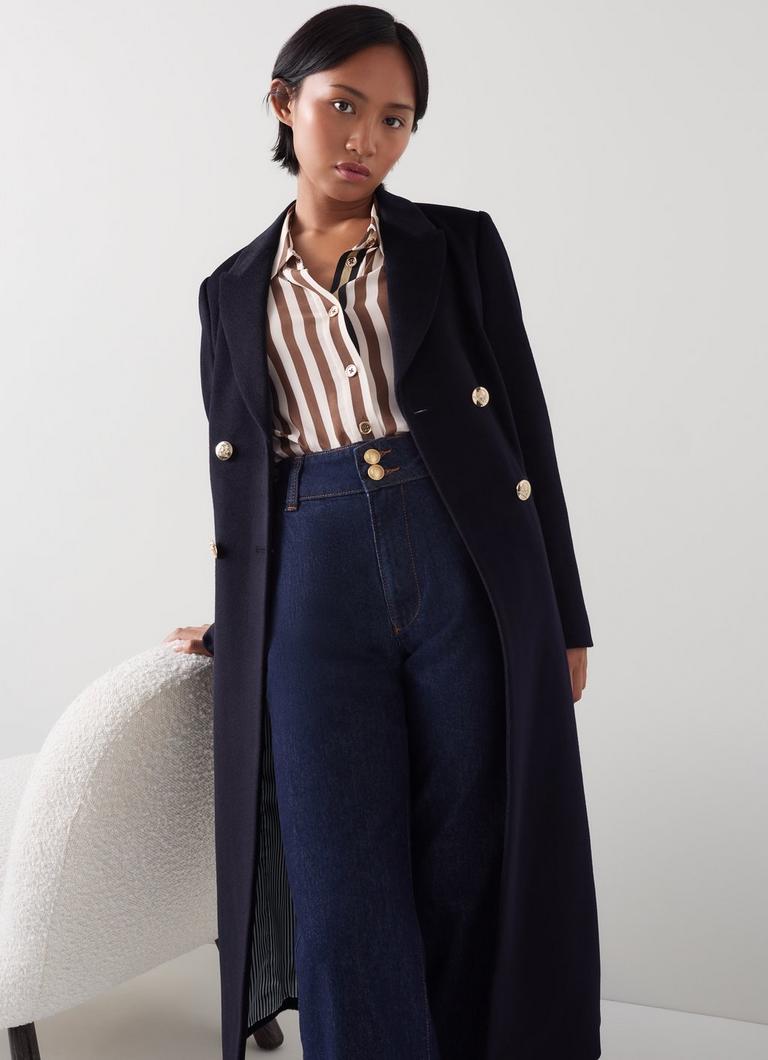 Petite navy wool coat sales