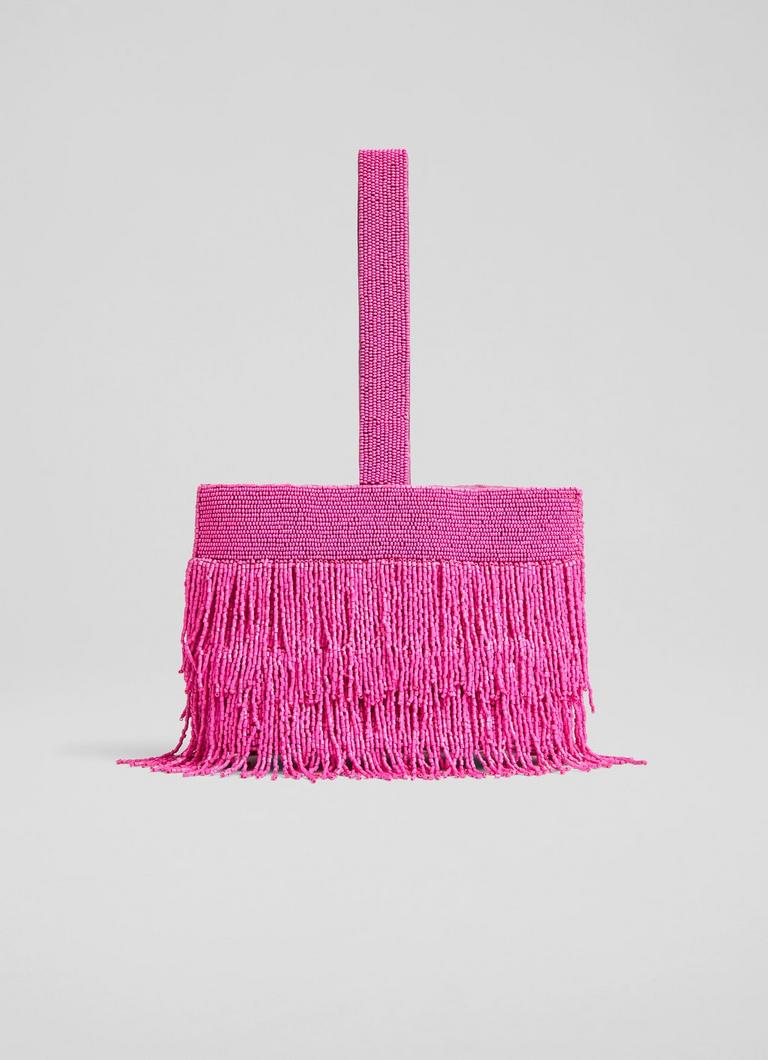 Estelle Magenta Beaded Clutch Bag Handbags Collections L.K.Bennett London