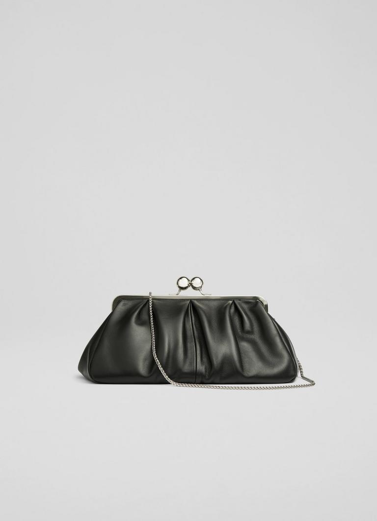 Lana Black Large Snaplock Clutch Bag Handbags New Arrivals Collections L.K.Bennett London