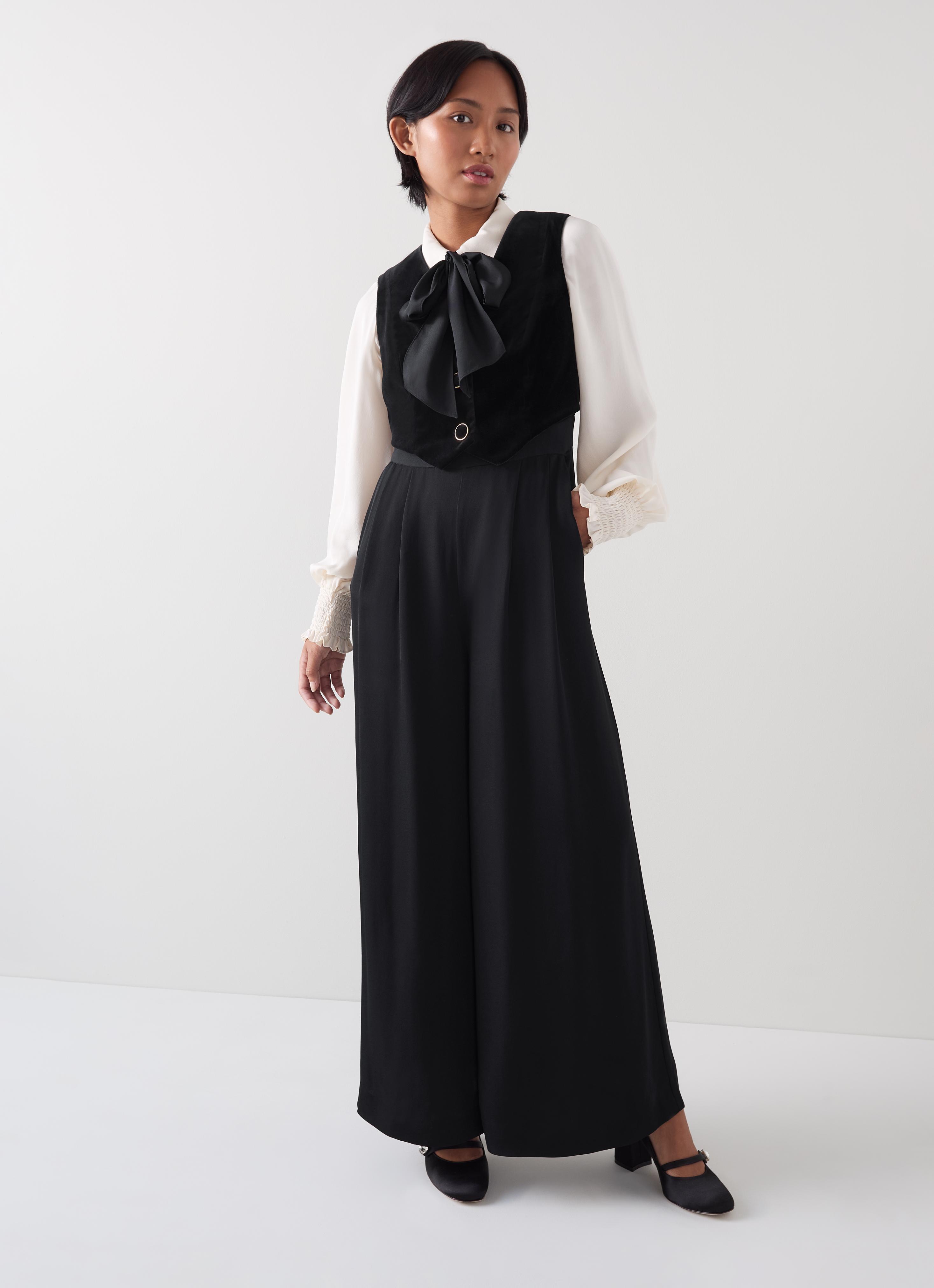 Carine Petite Black Waistcoat Culotte Jumpsuit Clothing Sale - Main Image