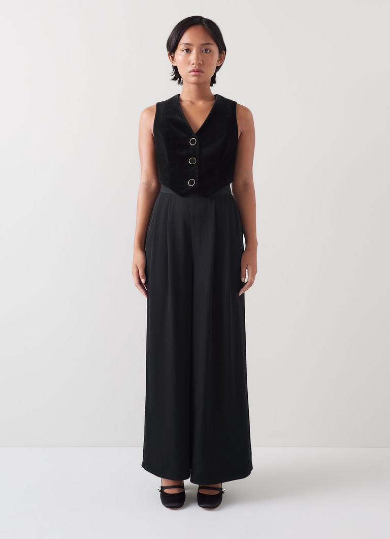 Carine Petite Black Waistcoat Culotte Jumpsuit Dresses Clothing Collections L.K.Bennett London