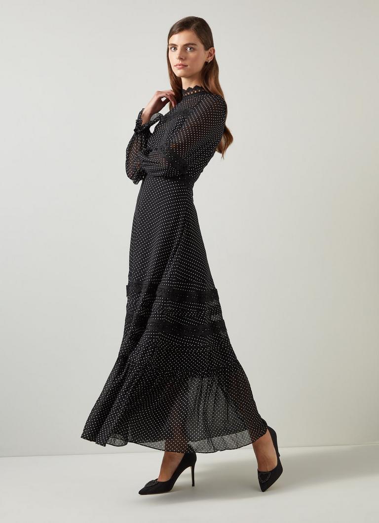 Agnes Blue Mini Wiggle Print Georgette Dress Royal Ascot x LKB L.K.Bennett London