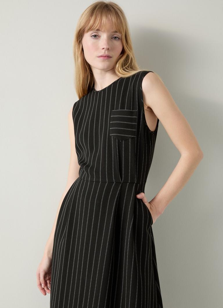 LK BENNETT Ellis Sleeveless Striped Midi Dress Black