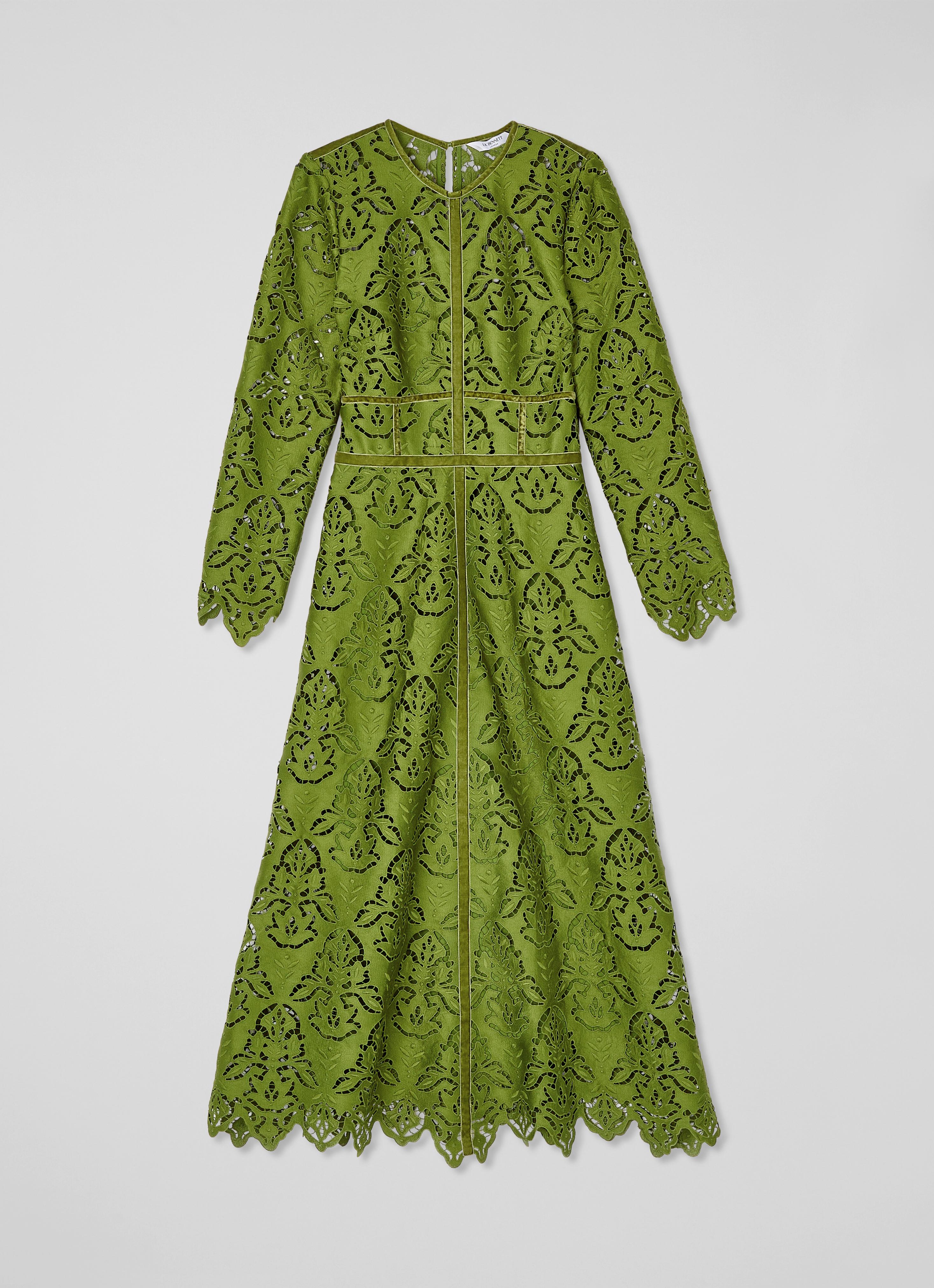 Gracie Moss Green Velvet Trimmed Lace Dress | Dinner Party