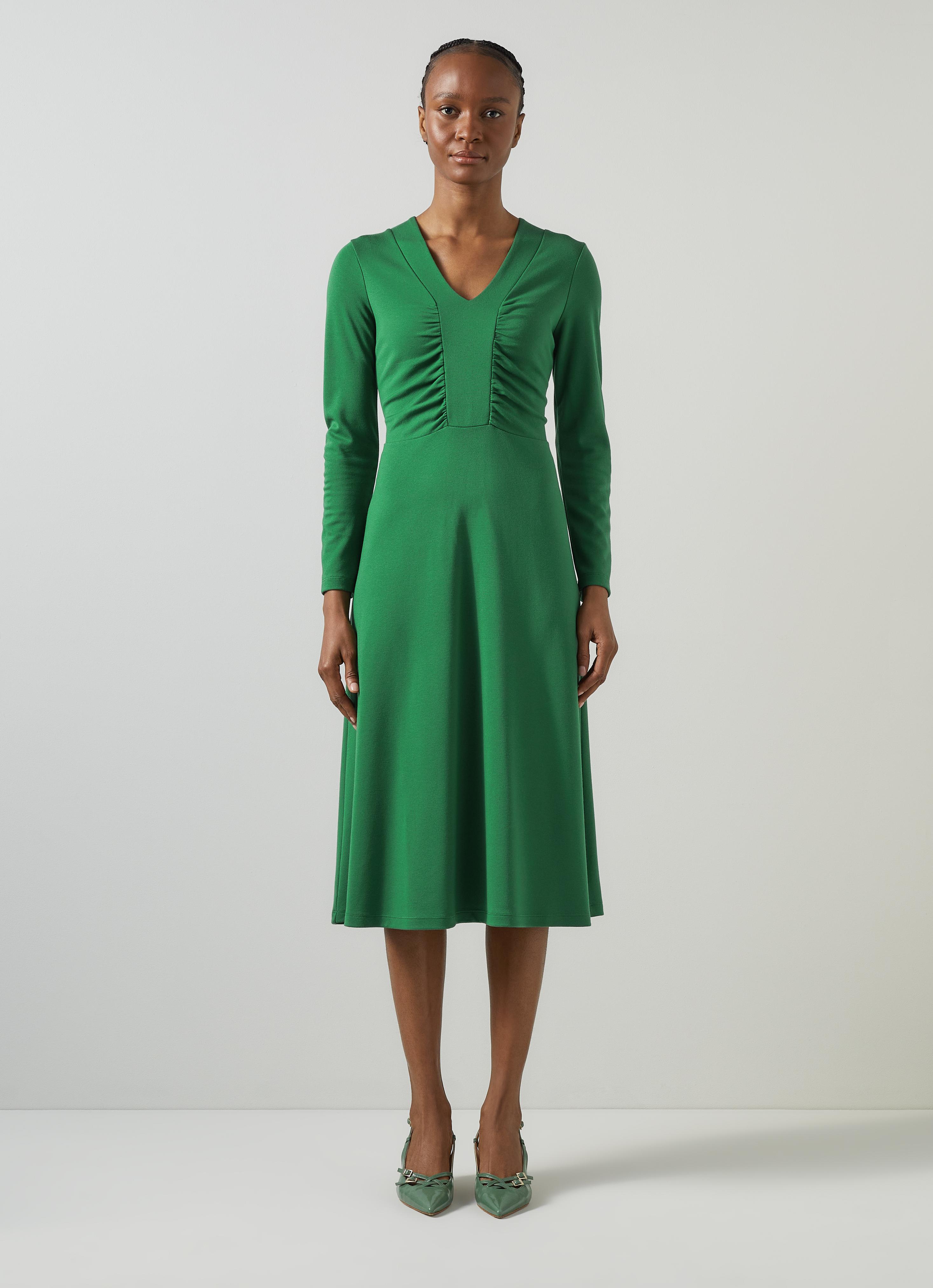 Lacey Verdant Green Gathered Bust LENZING™ ECOVERO™ Viscose Midi