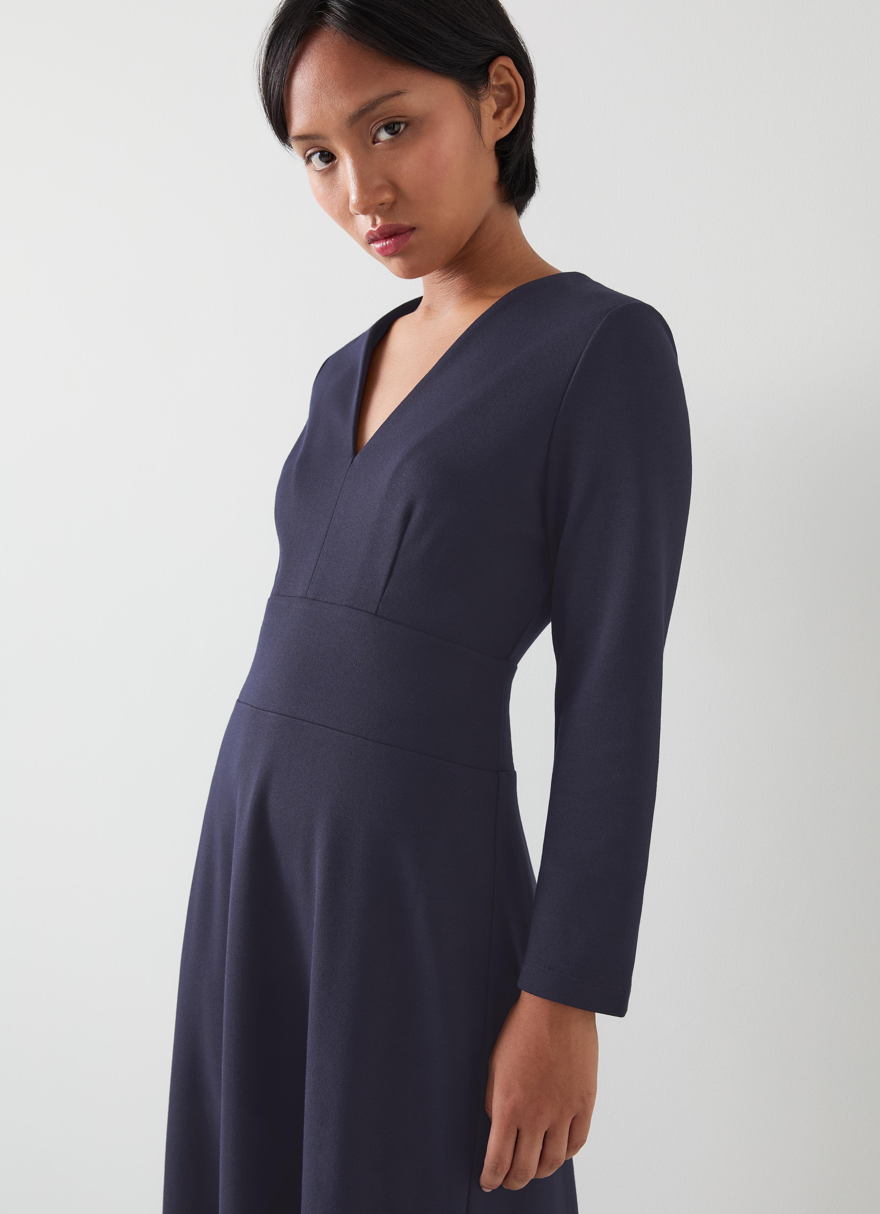Lauren Petite Navy V-Neck LENZING ECOVERO Viscose Ponte Midi Dress | Midi  Dresses | Dresses | Clothing | Collections | L.K.Bennett, London