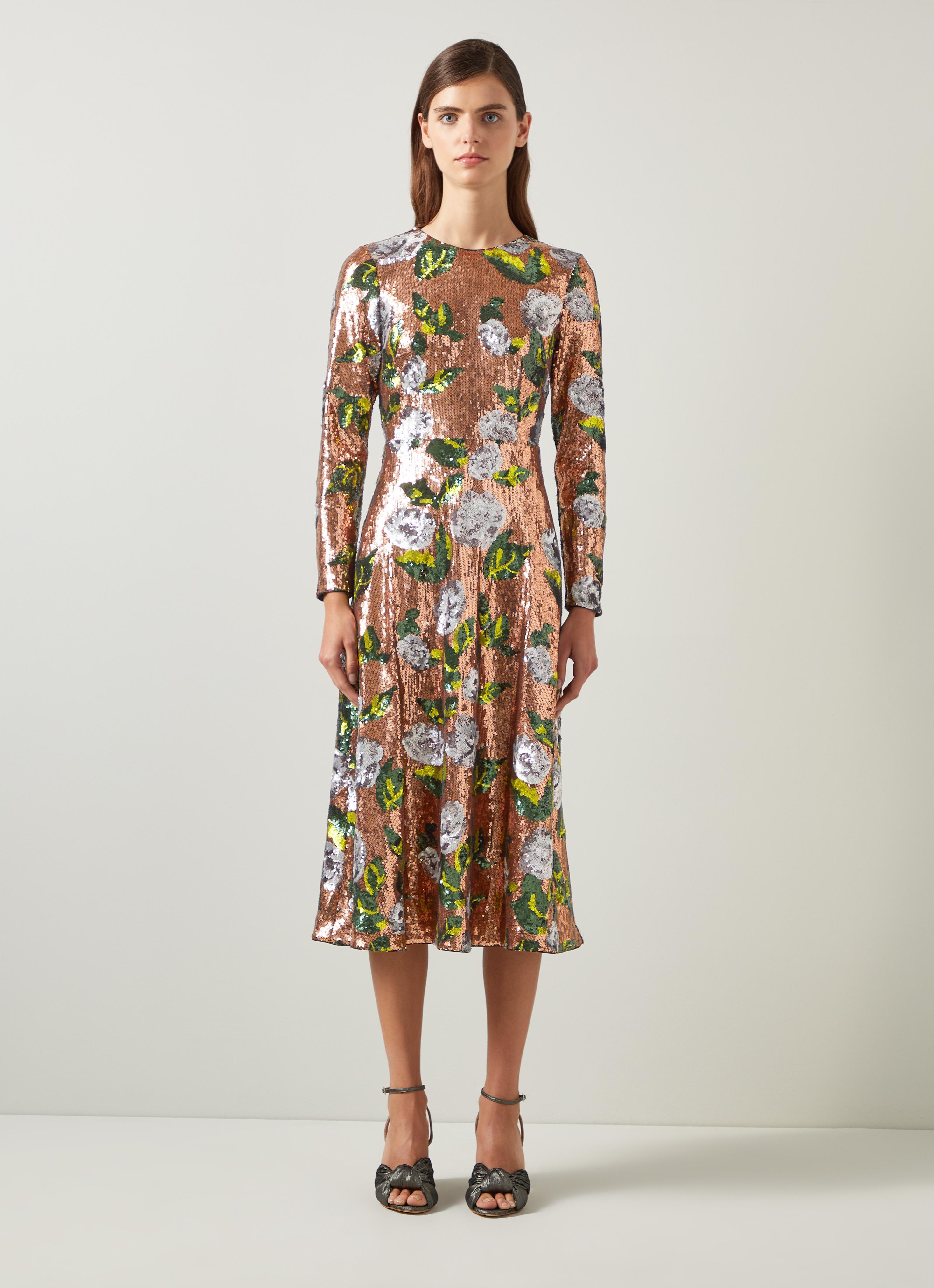Marcel Green Floral Sequin Dress | Dresses | Clothing | Sale | Collections  | L.K.Bennett, London
