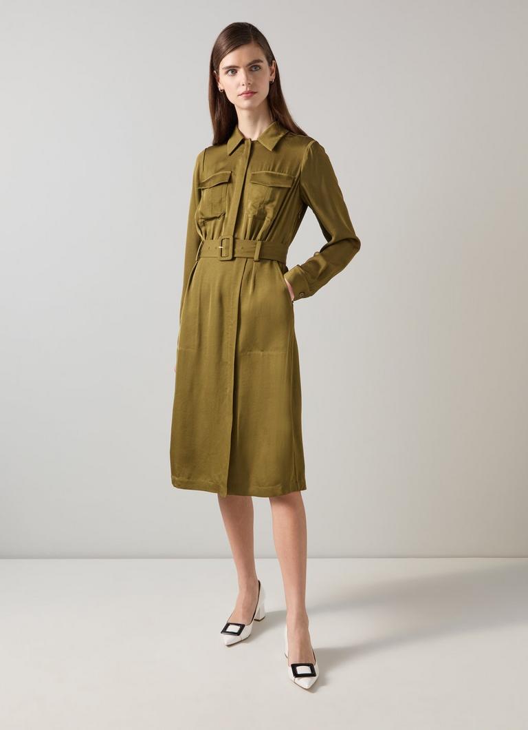 Newton Olive Utility Crepe Dress | Clothing | Sale | Collections | L.K.Bennett, London Newton Olive Utility Crepe Dress | Clothing | Sale | Collections | L.K.Bennett, London