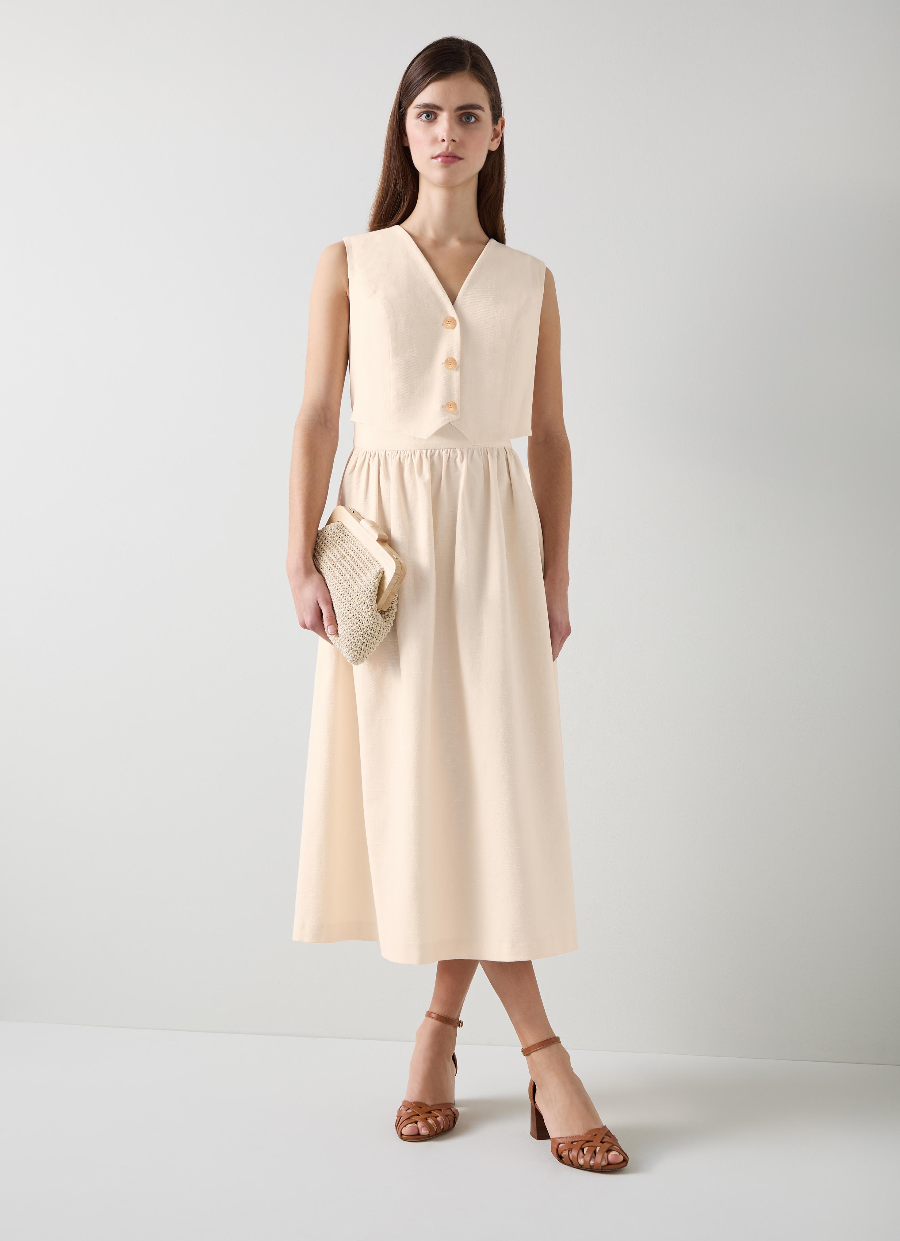 Pernille Cream Waistcoat Cotton Mix Dress