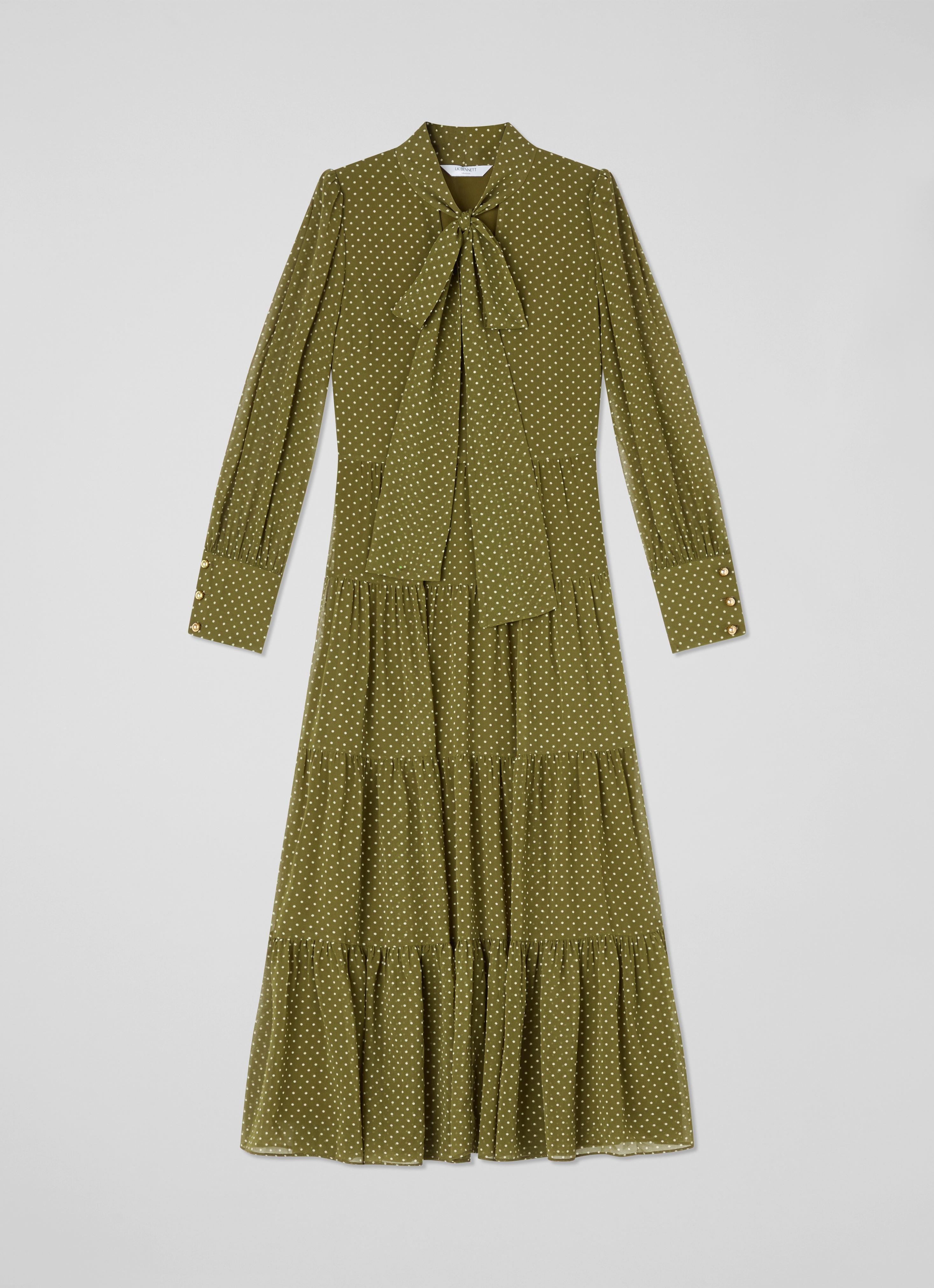 slim fit dress slacks Jenny Green Polka-Dot Wrap Dress w/ Ruffles