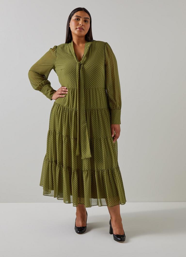 Polly Olive Birch Polka Dot Dress Midi Dresses Dresses Clothing Collections L.K.Bennett London