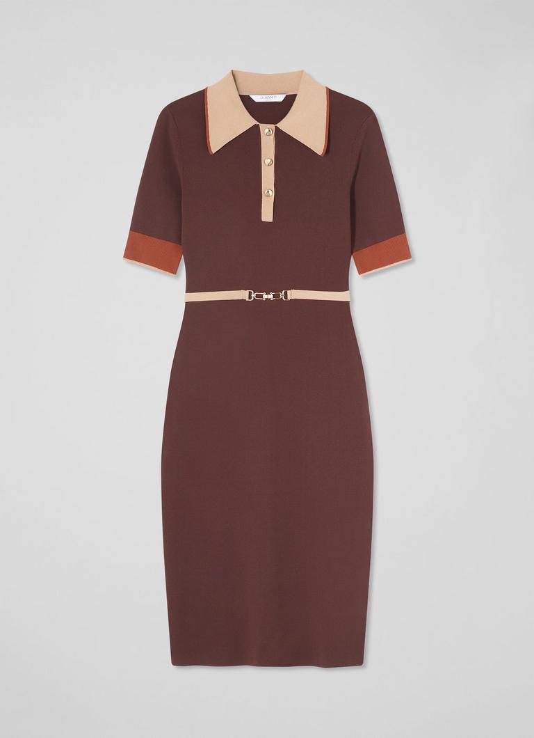 Rosey Chocolate Multi Chain Belt Trim Milano Knit Dress | Clothing Rosey Chocolate Multi Chain Belt Trim Milano Knit Dress | Clothing