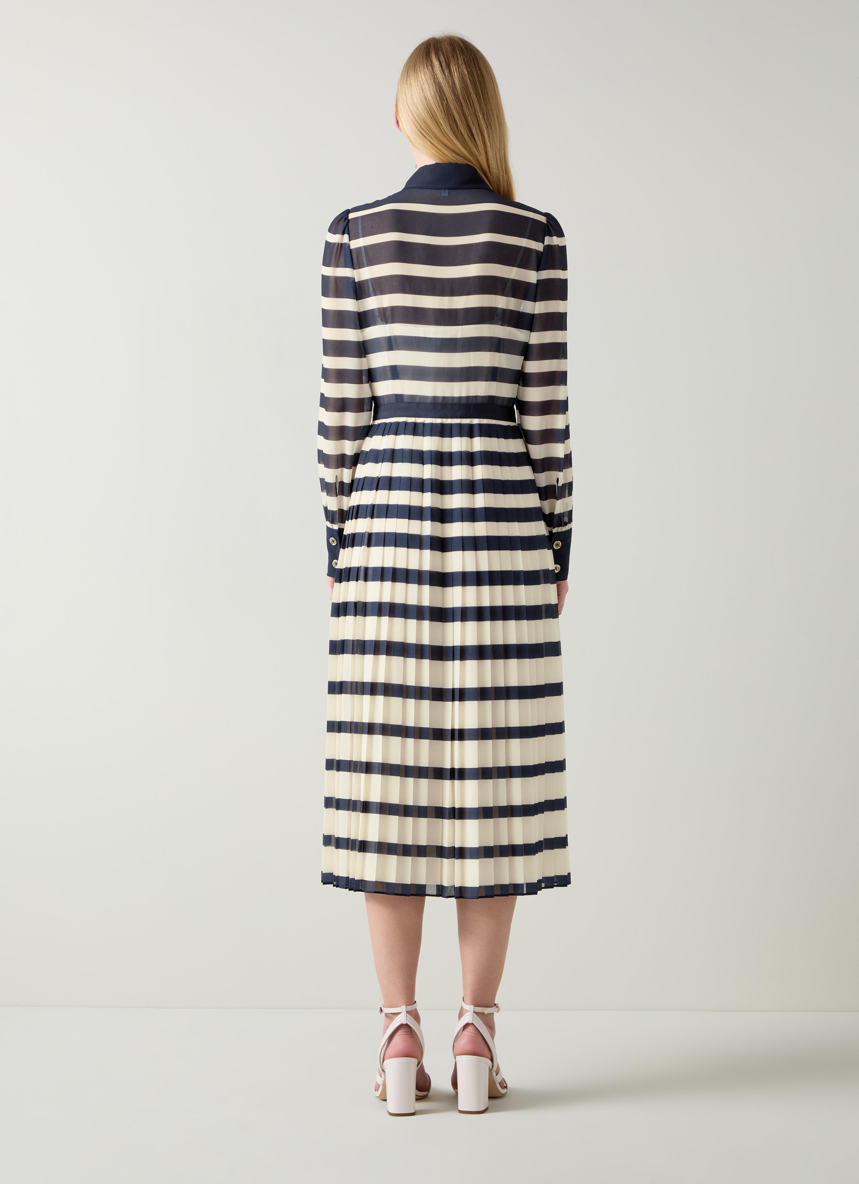 white christmas dresses Tanya Taylor | Brindy Dress | Maritime Blue/Cream Wide Stripe