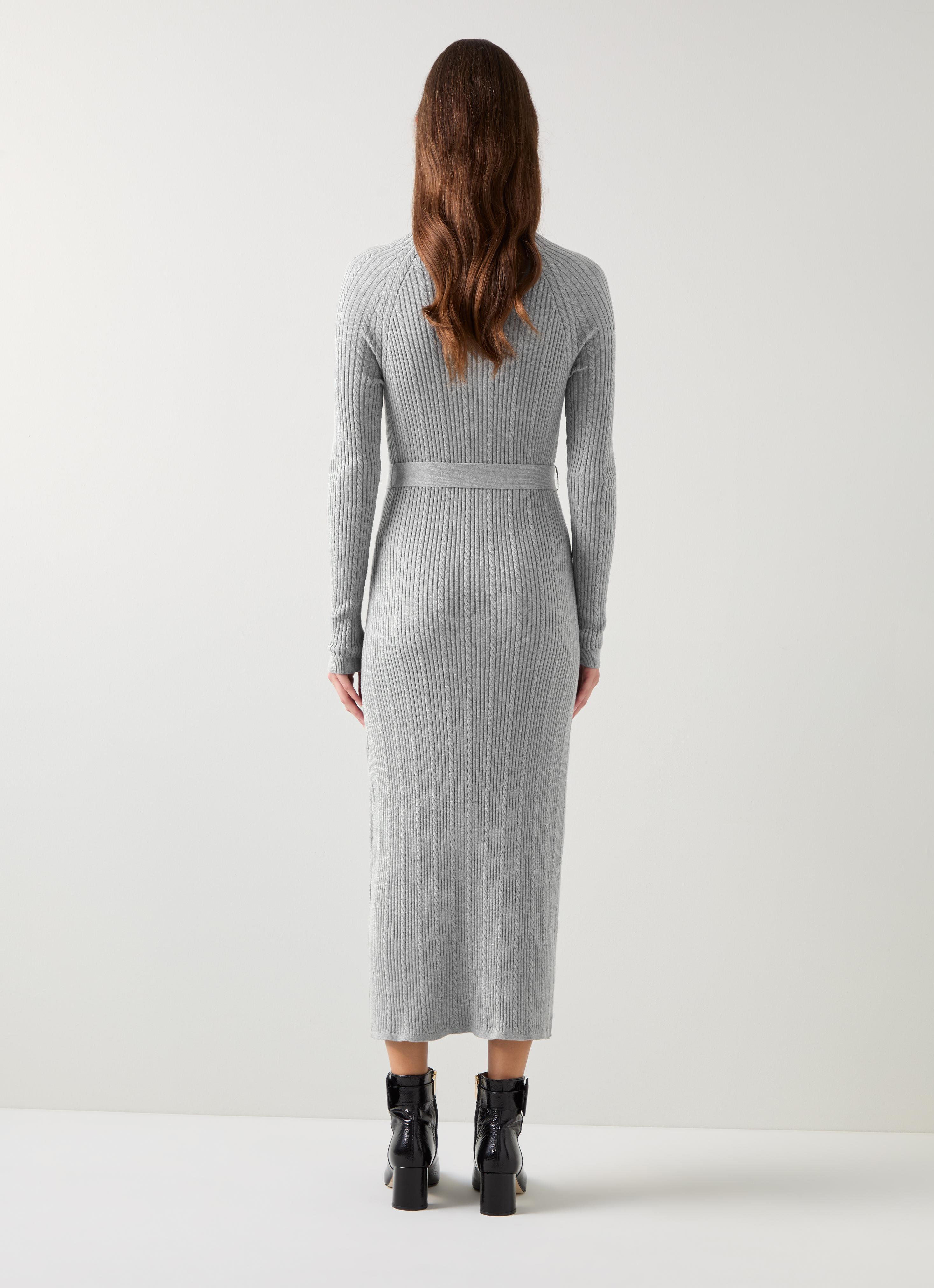 West Mid Grey Melange Cable Stitch Dress | Clothing | Sale
