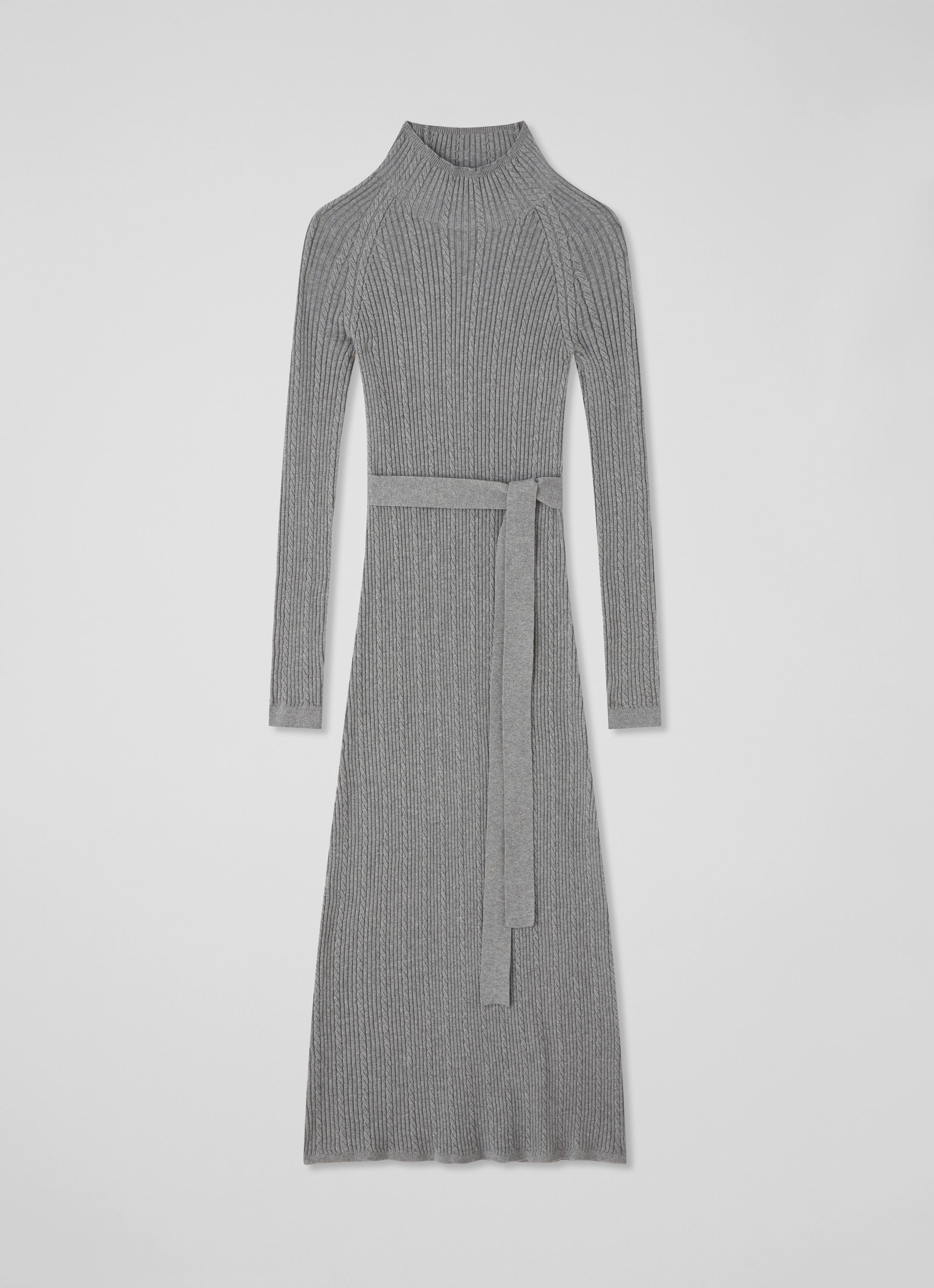 West Mid Grey Melange Cable Stitch Dress | Clothing | Sale
