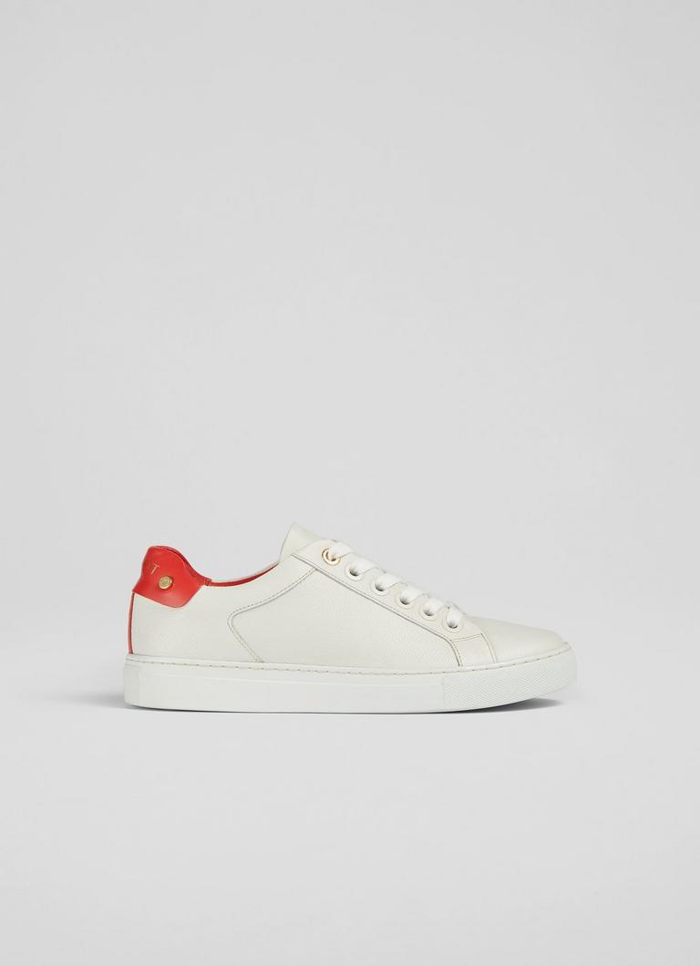 Signature White and Red Leather Classic Stud Trainer LKB