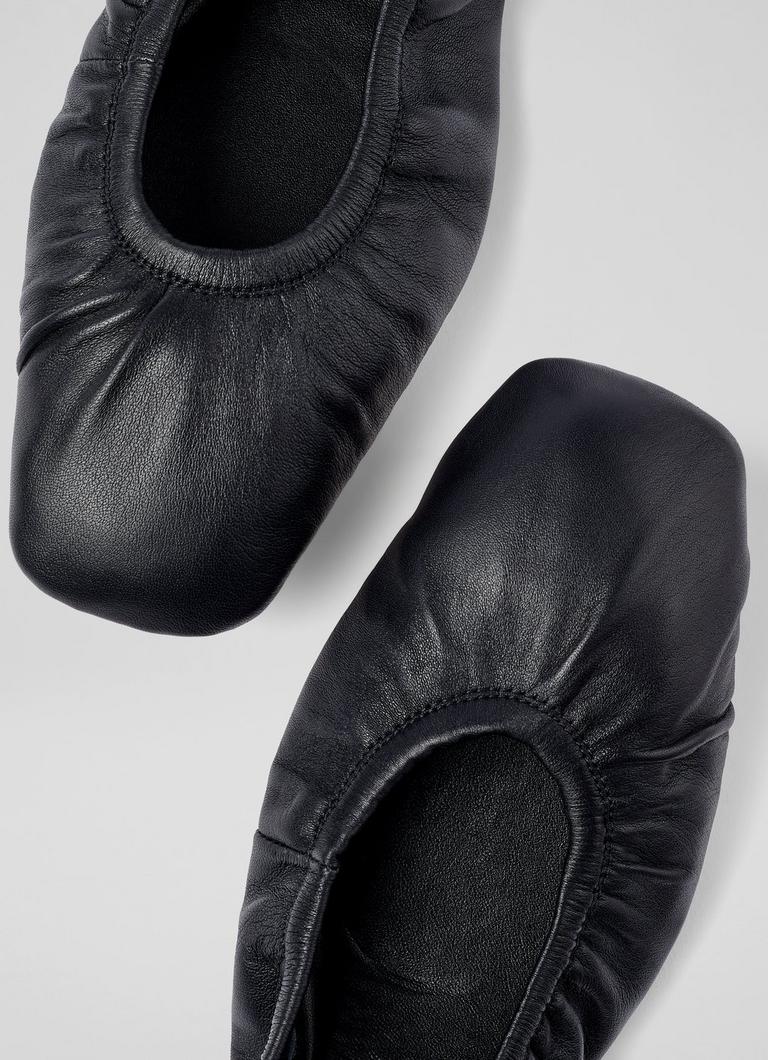 Tayla Black Leather Folded Ballerina Flats Shoes Collections L.K.Bennett London