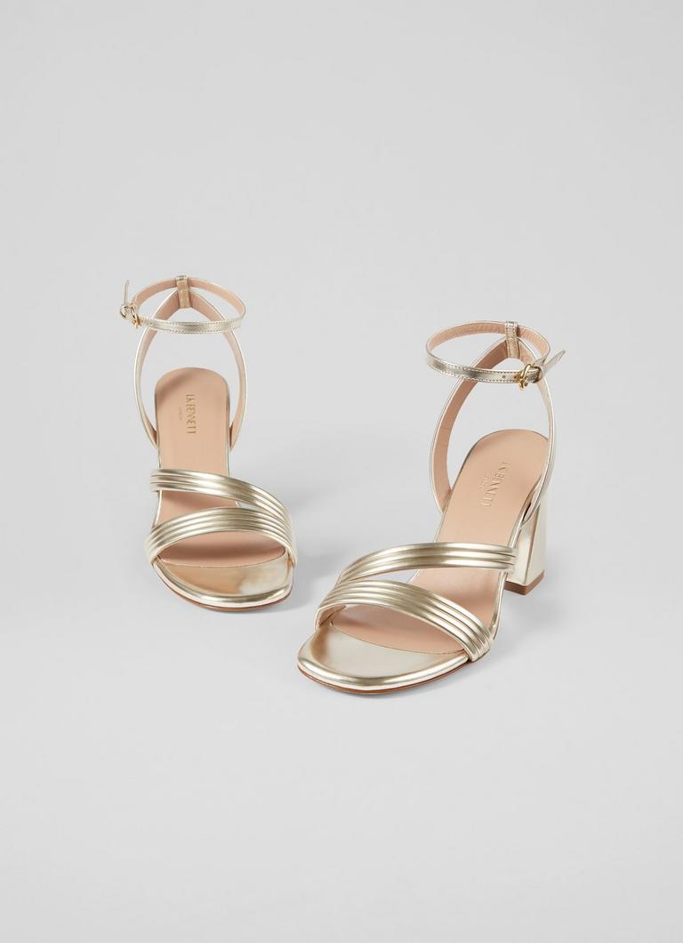 Edita Gold Strap Block Heels Shoes Collections L.K.Bennett London