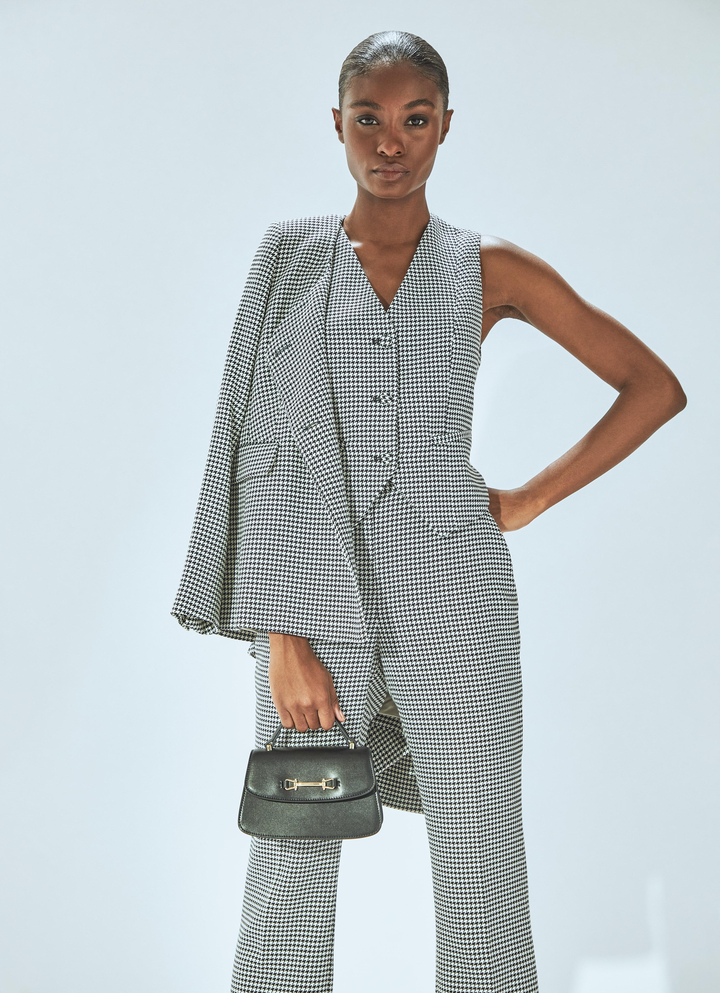 Ami Black & Cream Houndstooth LENZING™ ECOVERO™ Viscose Waistcoat