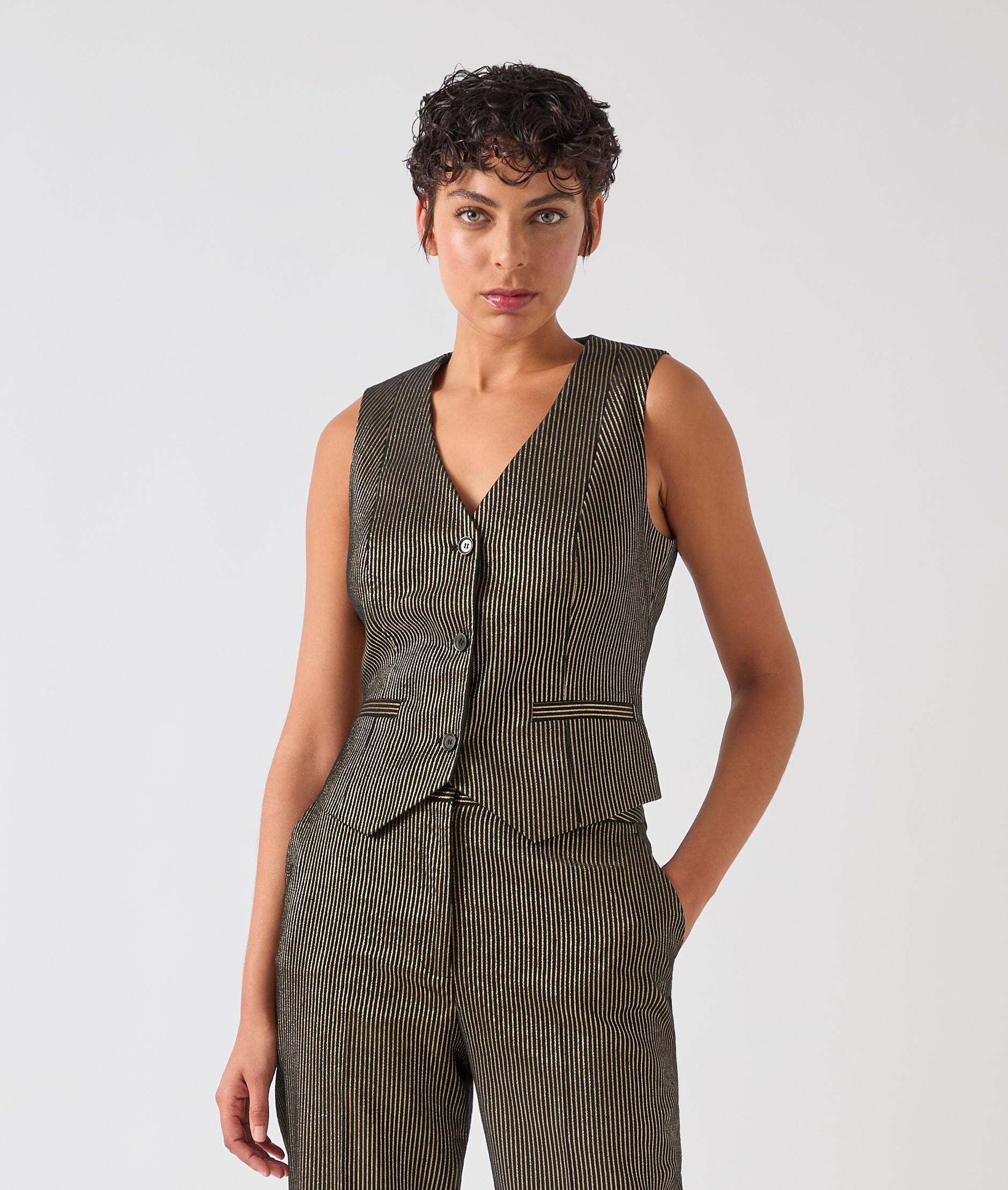 Baxtor Black & Gold Stripe Gold Waistcoat