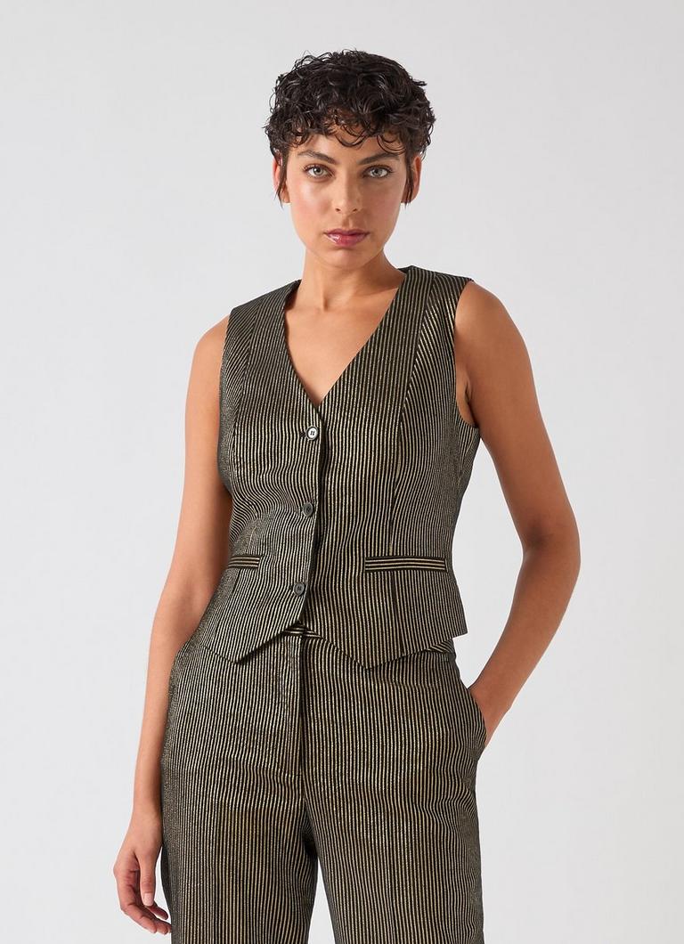 Baxtor Black & Gold Stripe Gold Waistcoat