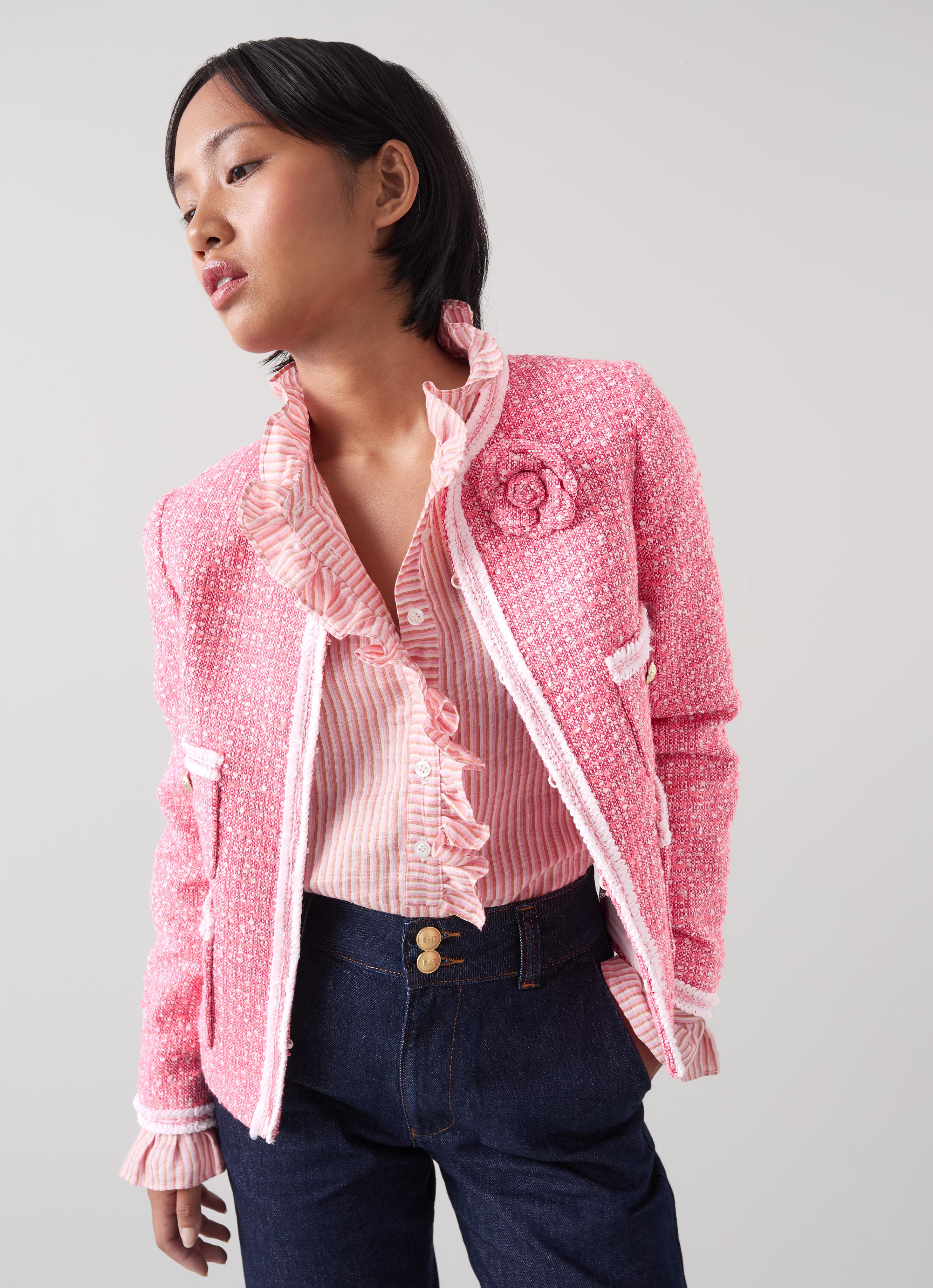 Charlie Petite Pink & Ivory Recycled Cotton Tweed Jacket | LKB