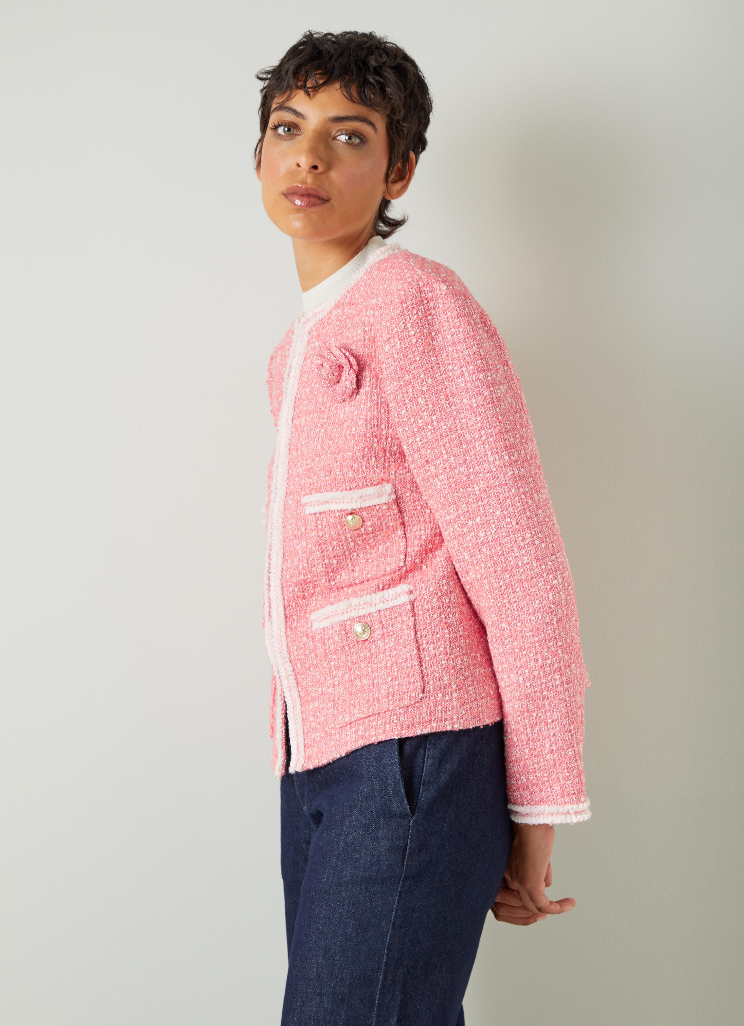 Charlie Pink & Ivory Recycled Cotton Tweed And Trim Jacket | LKB