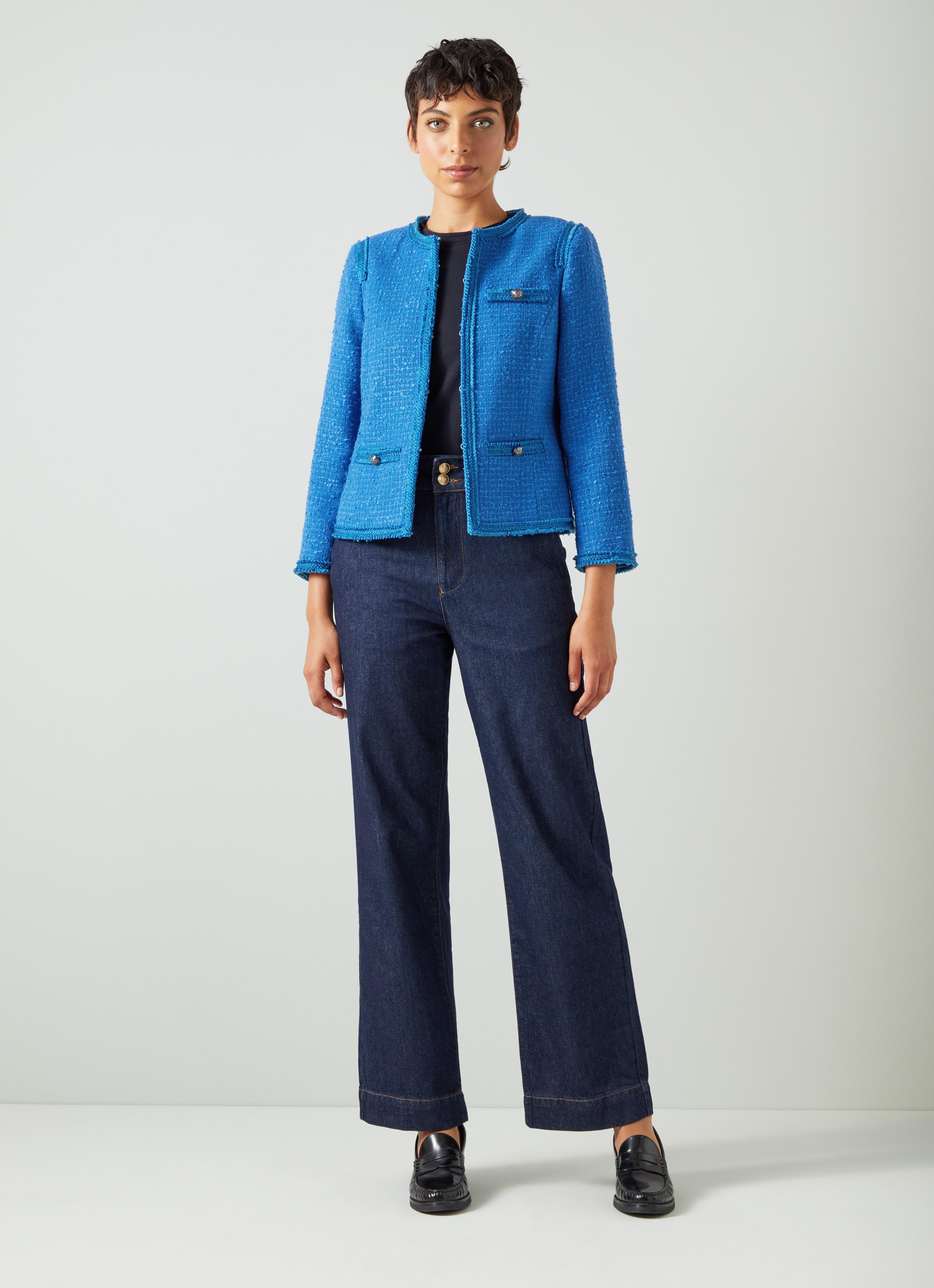 Lara Mazarine Blue Recycled Cotton Tweed Jacket | Clothing | Sale