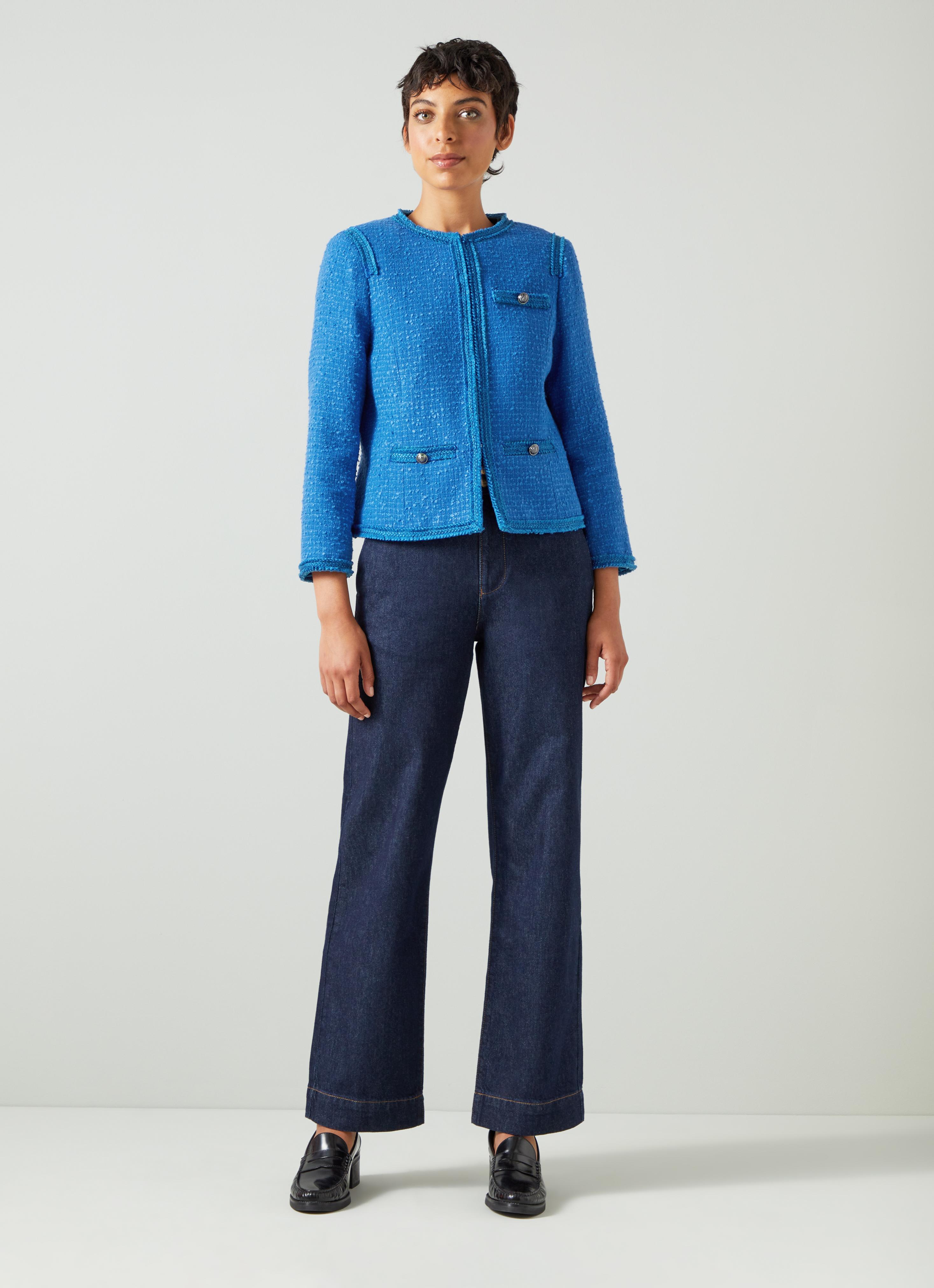 Lara Mazarine Blue Recycled Cotton Tweed Jacket | Clothing | Sale