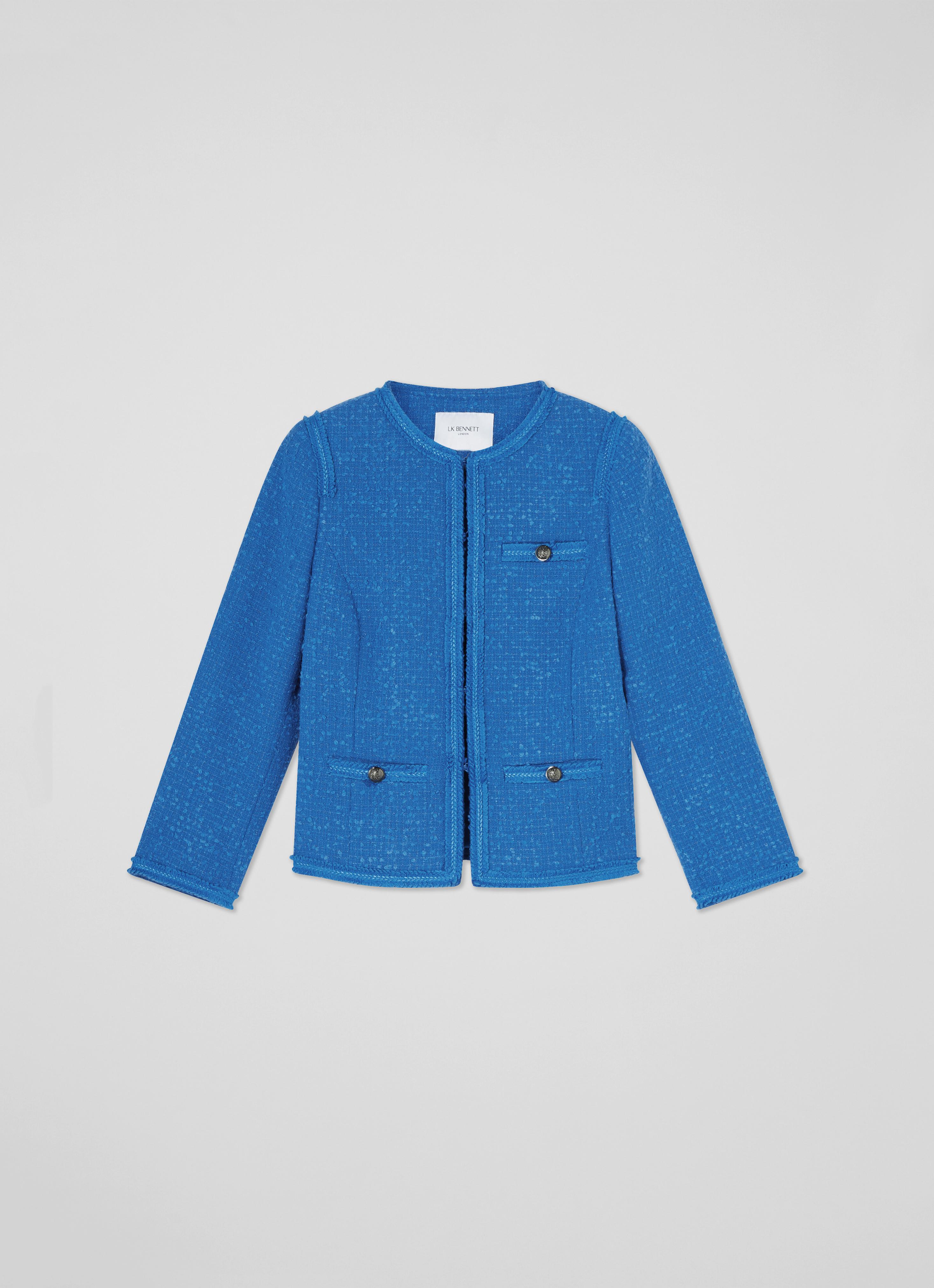 Lara Mazarine Blue Recycled Cotton Tweed Jacket | Clothing | Sale