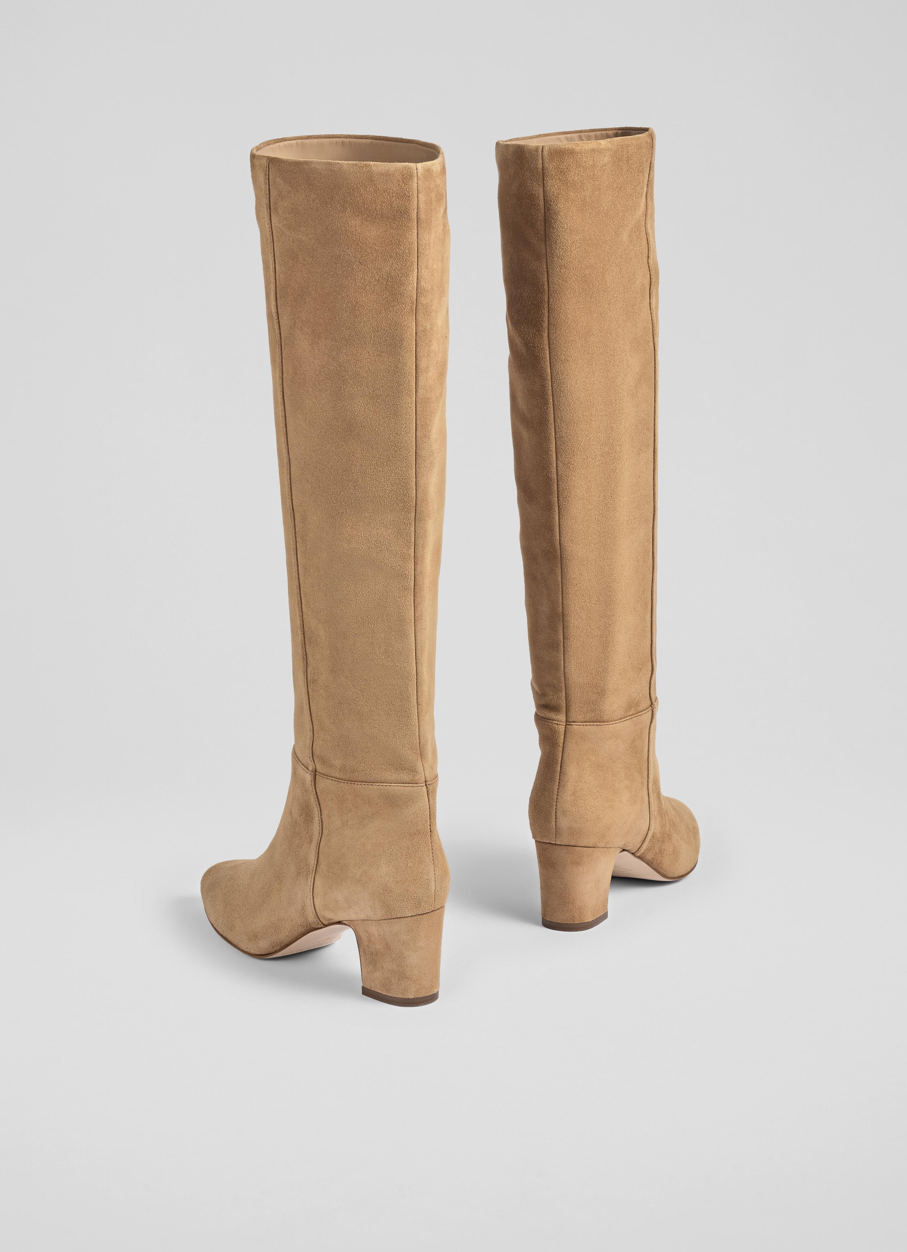 Alessia Caramel Slouch Low Block Knee Boot Boots Shoes Sale