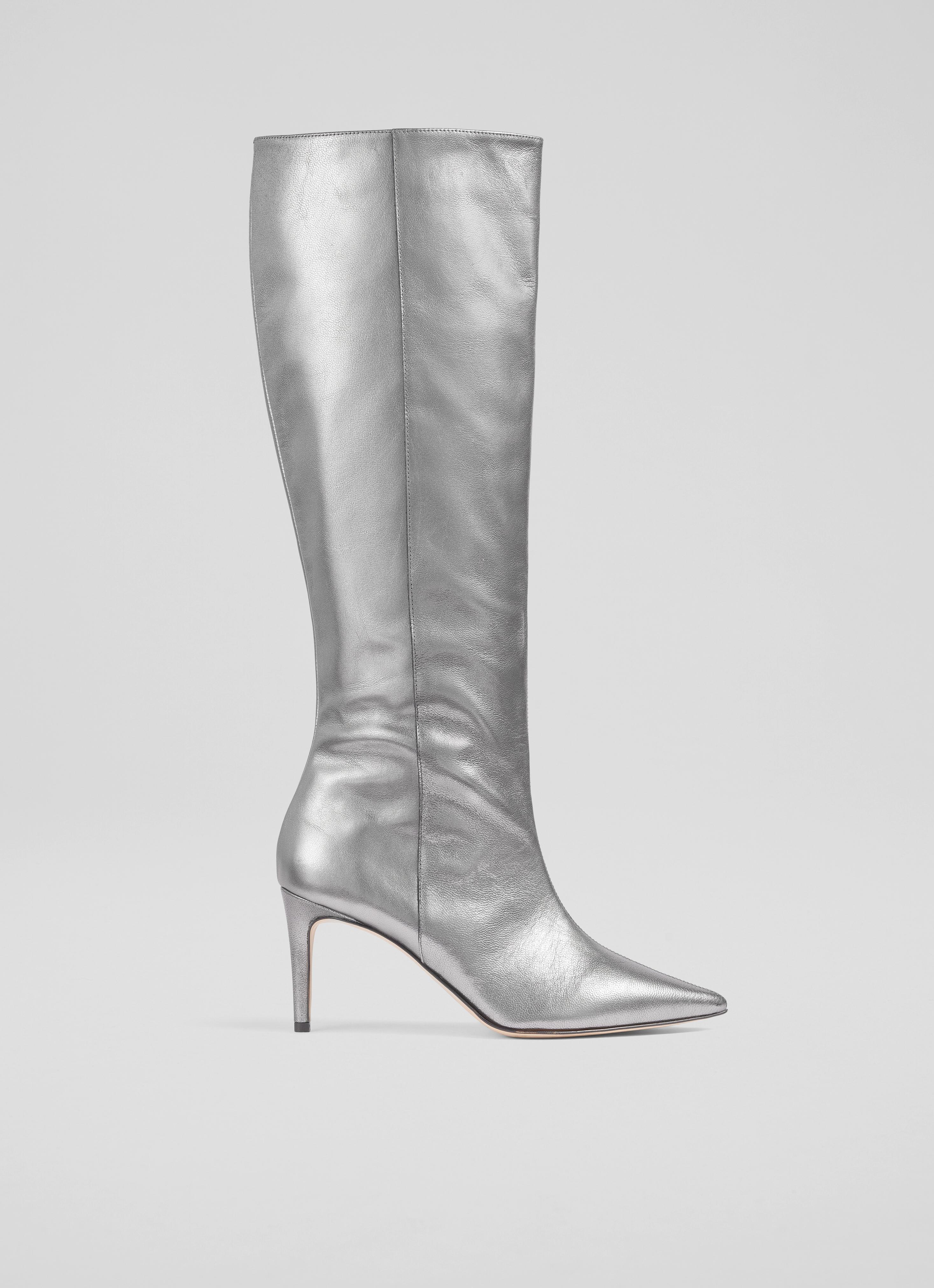 Astrid Pewter Pointed Semi Fitted Boot