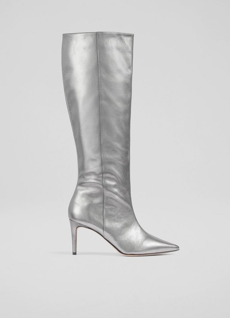 Astrid Pewter Pointed Semi Fitted Boot