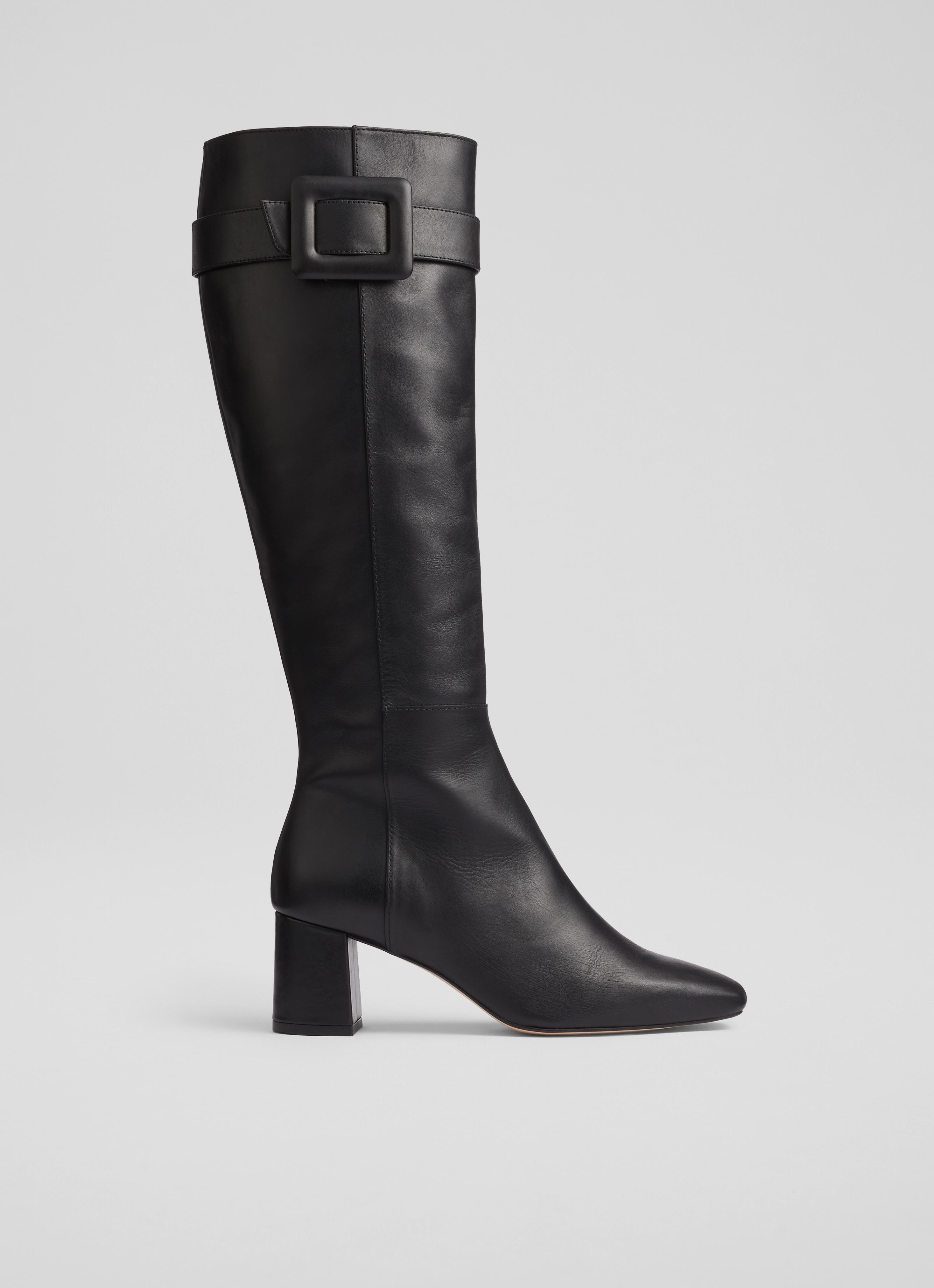 Carlotta Black Covered Buckle Knee High Boot LKB Conscious