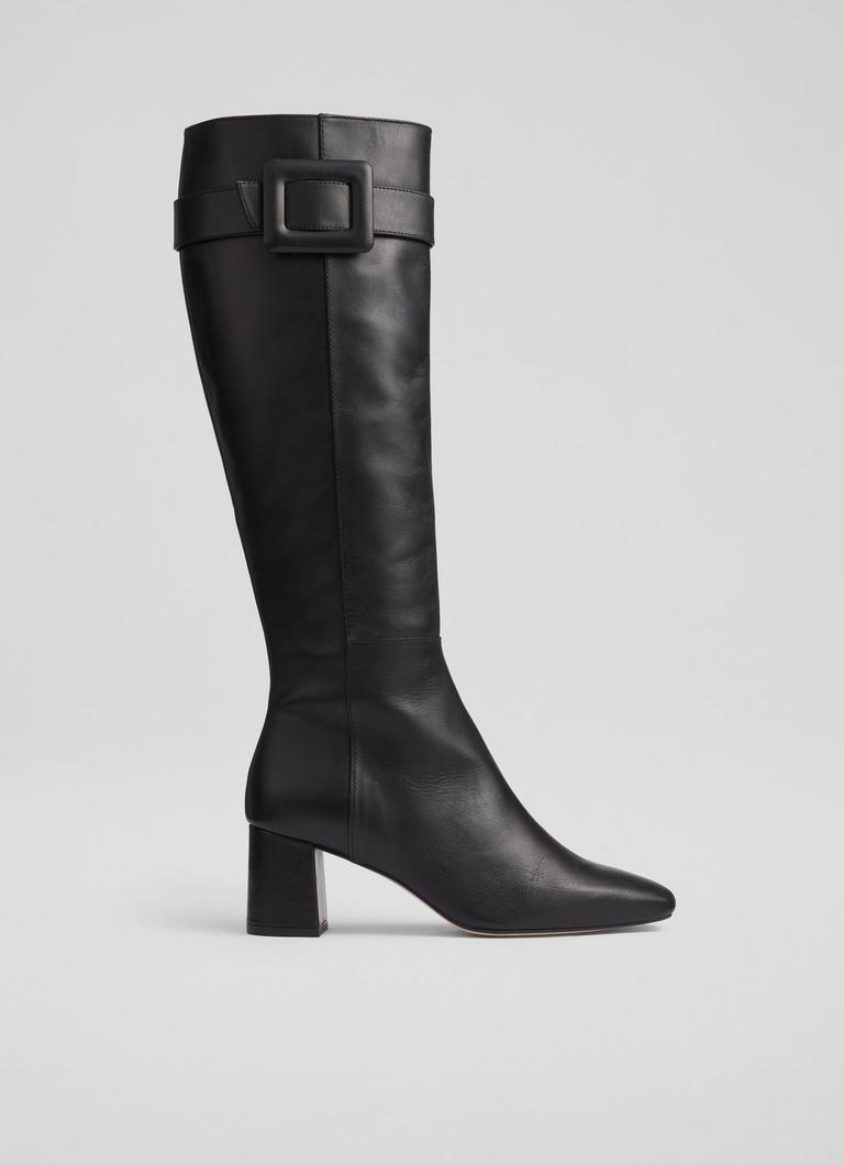 Carlotta Black Covered Buckle Knee High Boot LKB Conscious