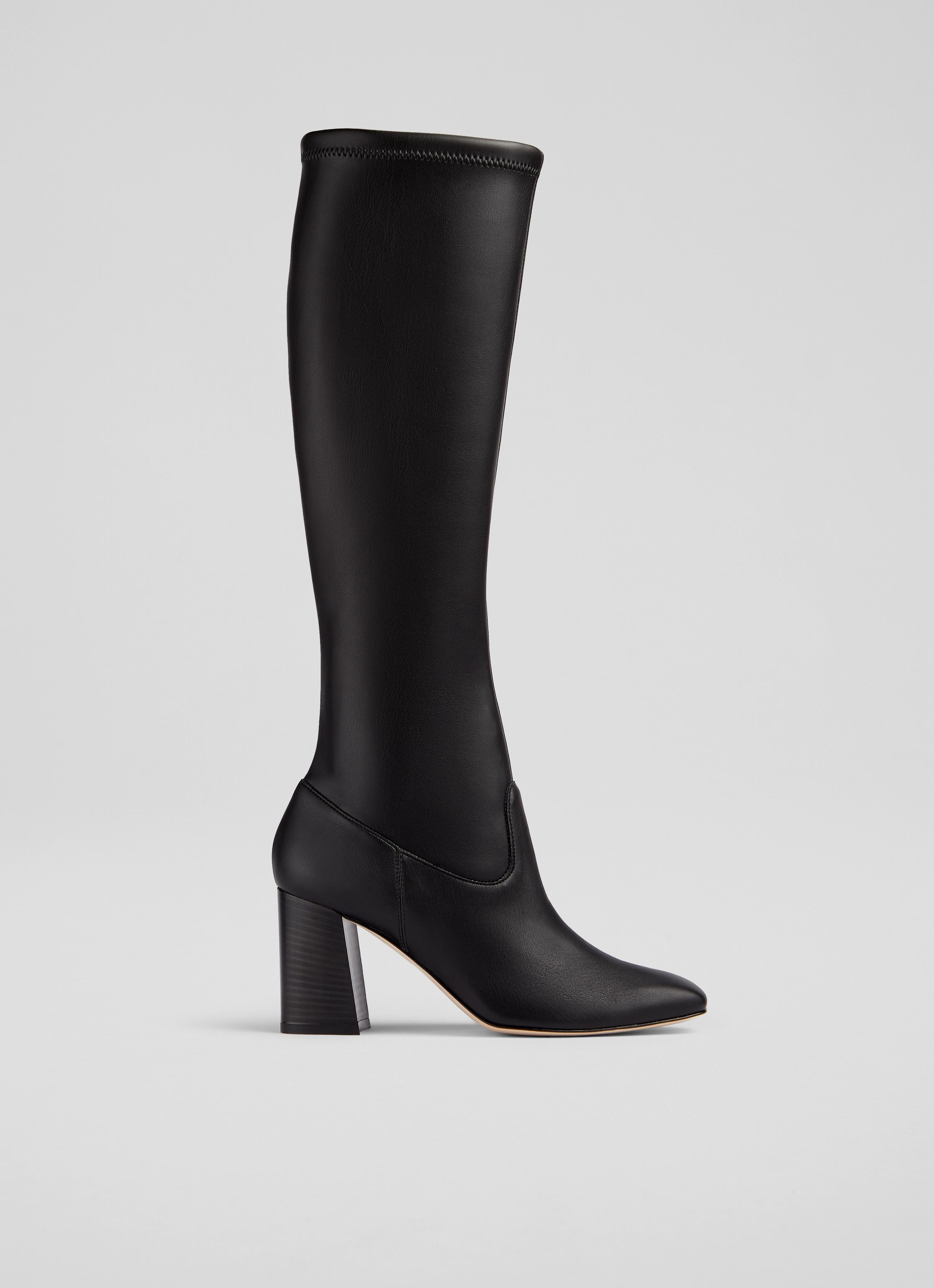 Carter Black High Block Stretch Knee Boot Boots Shoes Sale