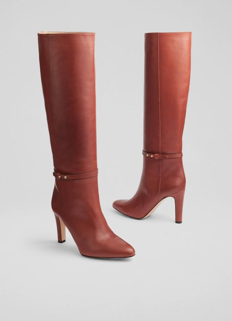 ブーツその他 Caterina Brown Caterina Teak High Slim Block Stiletto Boot | Sale