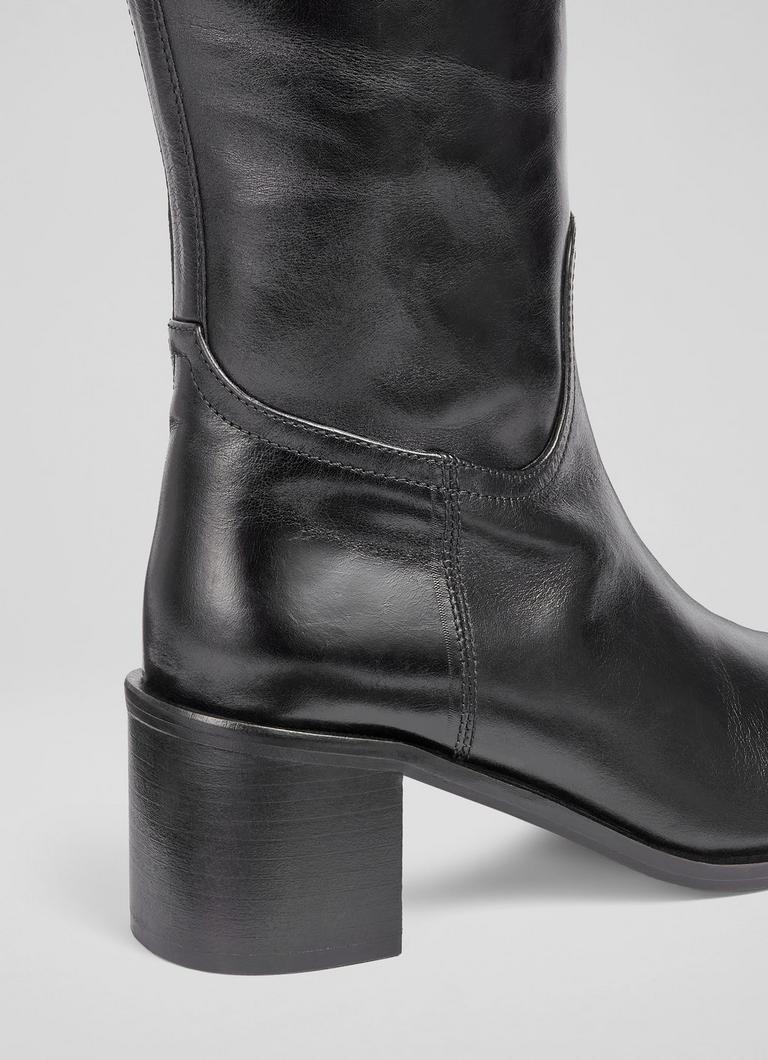 Claude Black Block Heel Rounded Square Toe Shoes Collections L.K.Bennett London