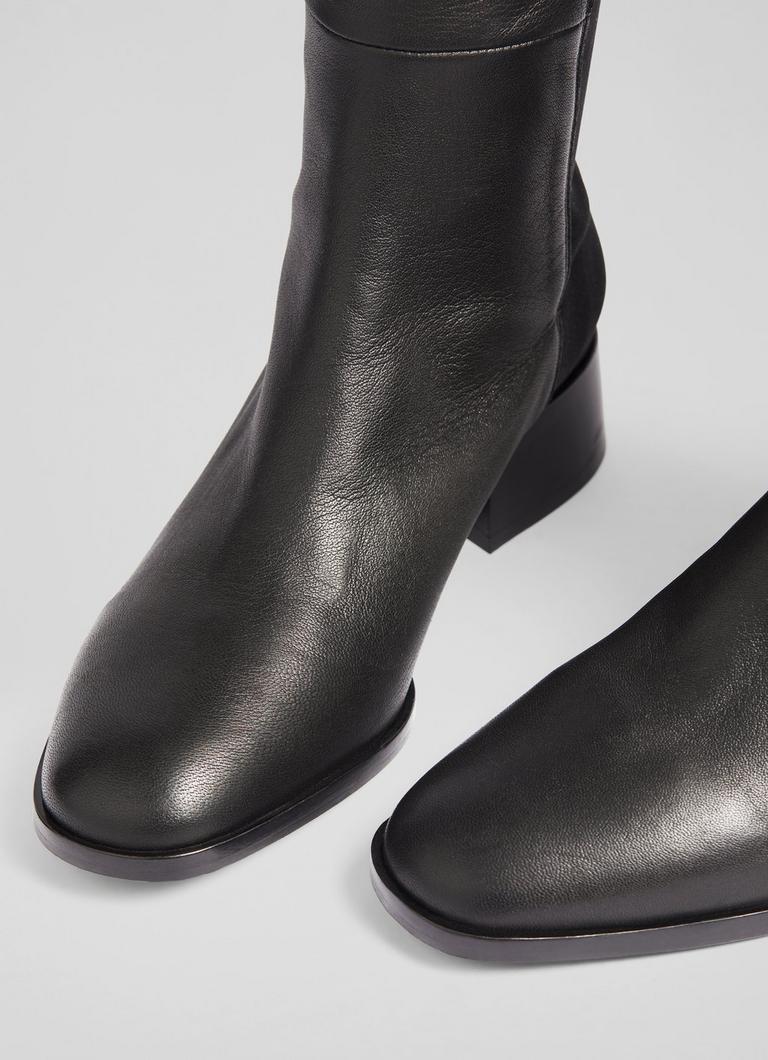 Duke Black Half And Half Stretch Over The Knee Boot Shoes Collections L.K.Bennett London